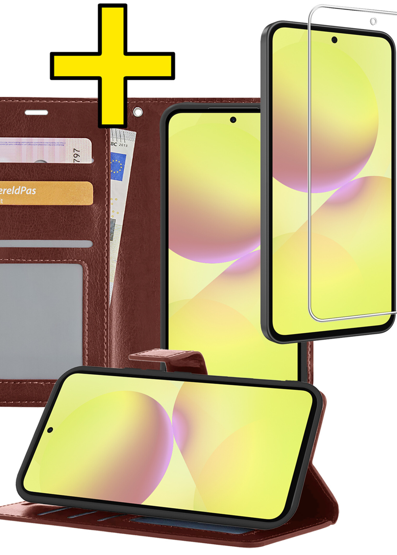 LUQ LUQ Samsung Galaxy A36 Hoesje Bookcase Met Screenprotector - Bruin