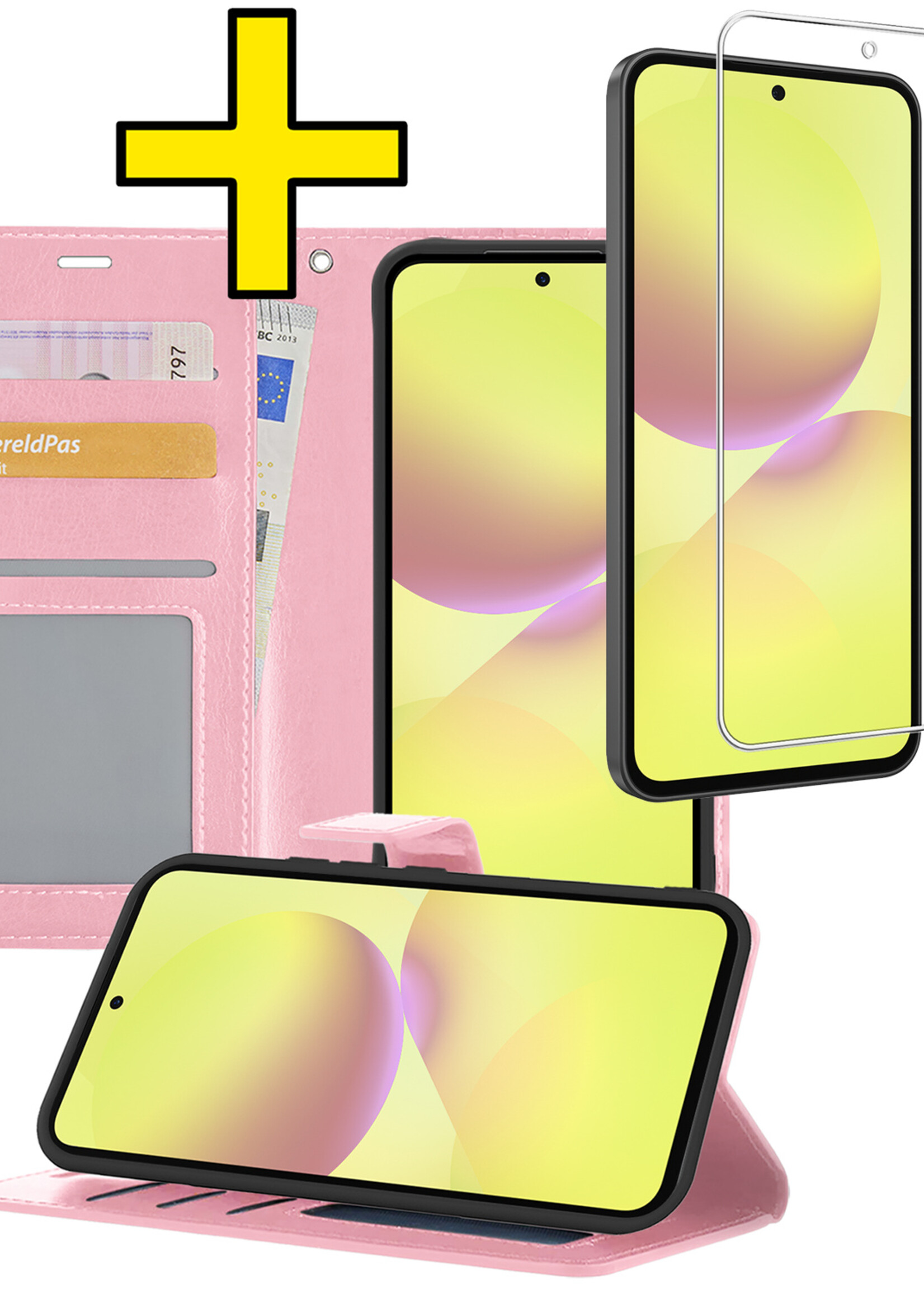 LUQ LUQ Samsung Galaxy A36 Hoesje Bookcase Met Screenprotector - Lichtroze