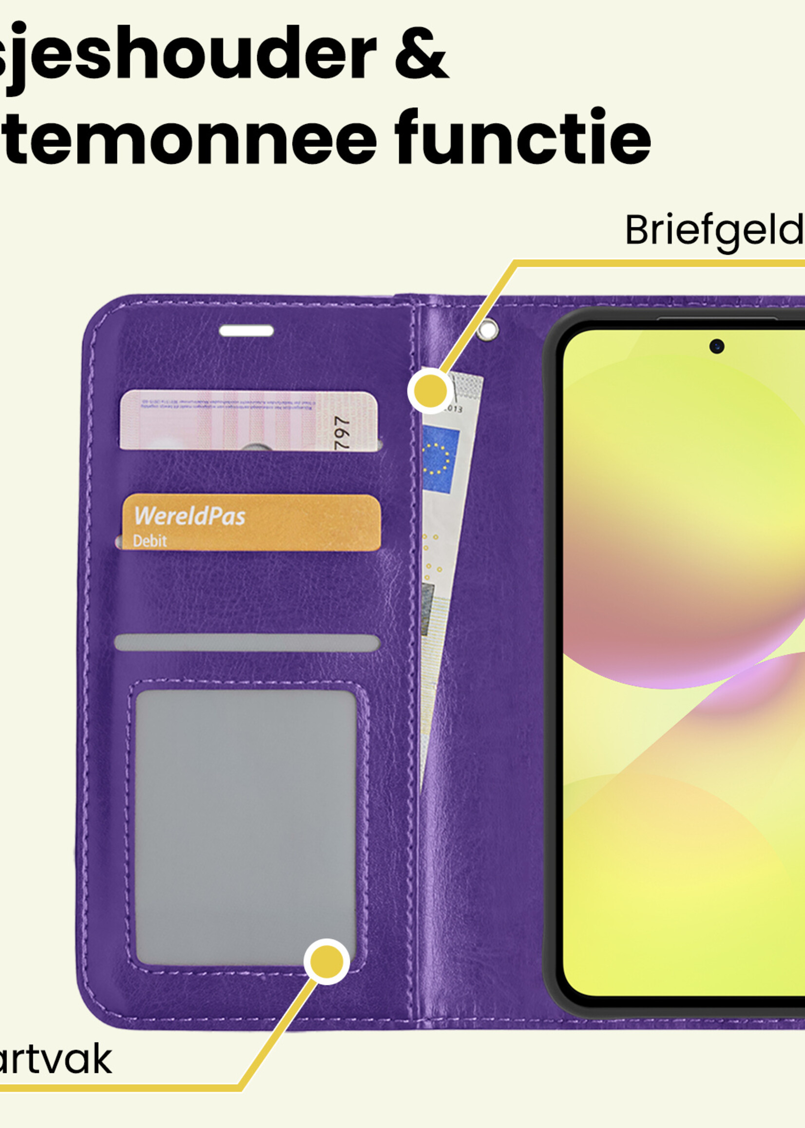 LUQ LUQ Samsung Galaxy A36 Hoesje Bookcase Met Screenprotector - Paars