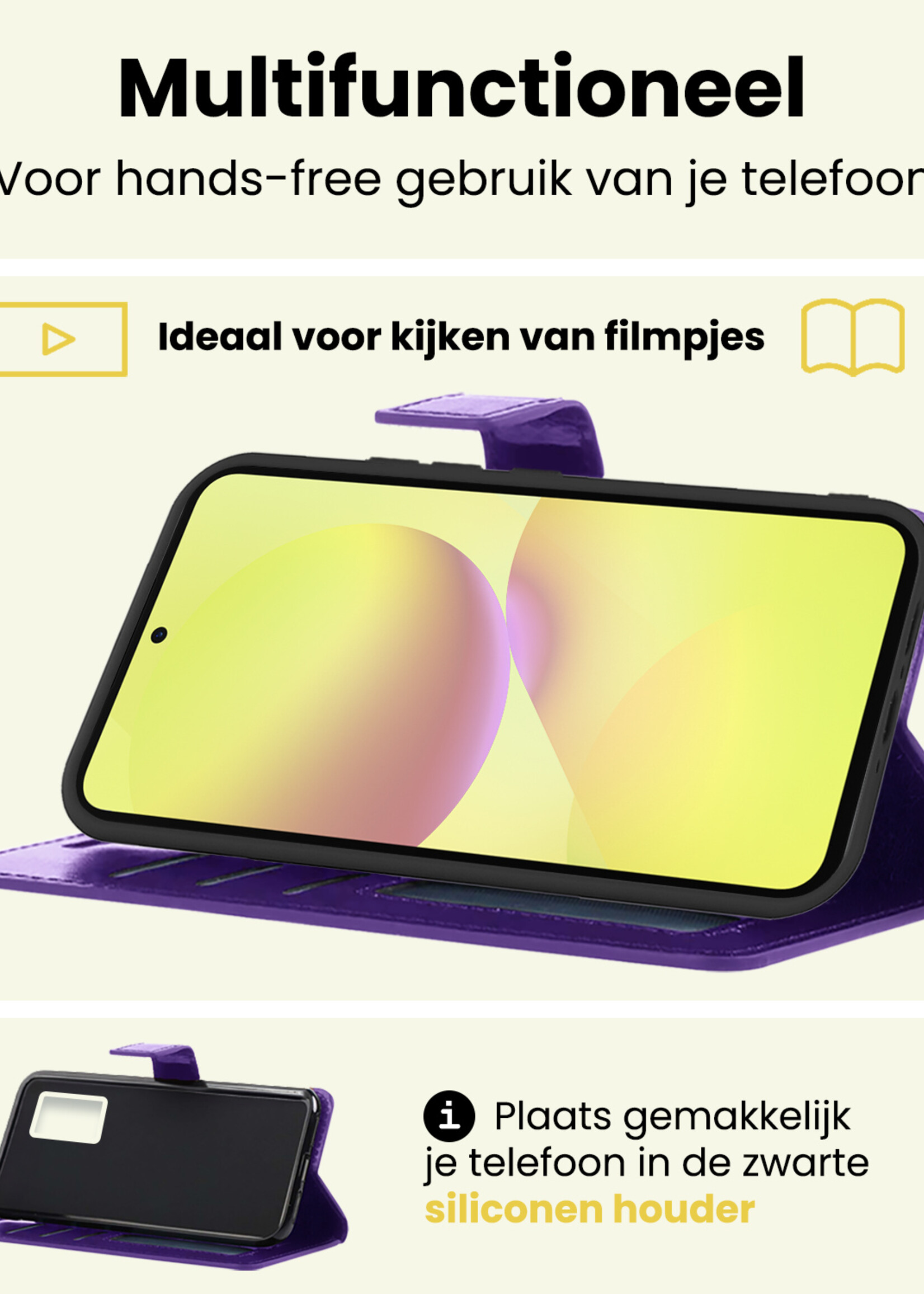 LUQ LUQ Samsung Galaxy A36 Hoesje Bookcase Met Screenprotector - Paars