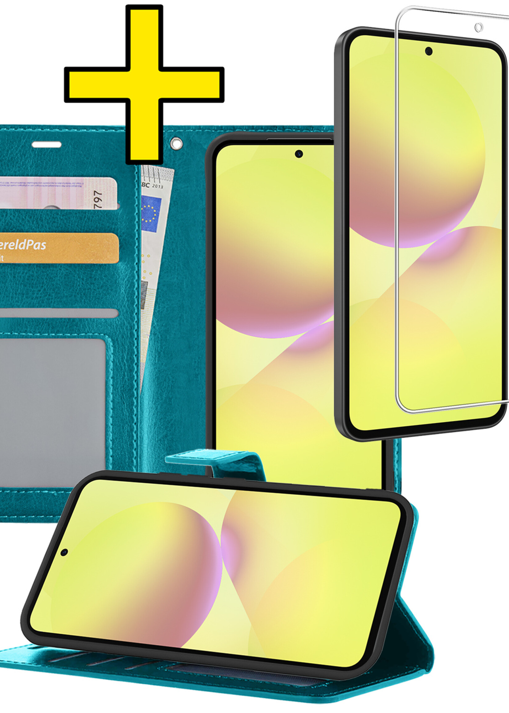 LUQ LUQ Samsung Galaxy A36 Hoesje Bookcase Met Screenprotector - Turquoise