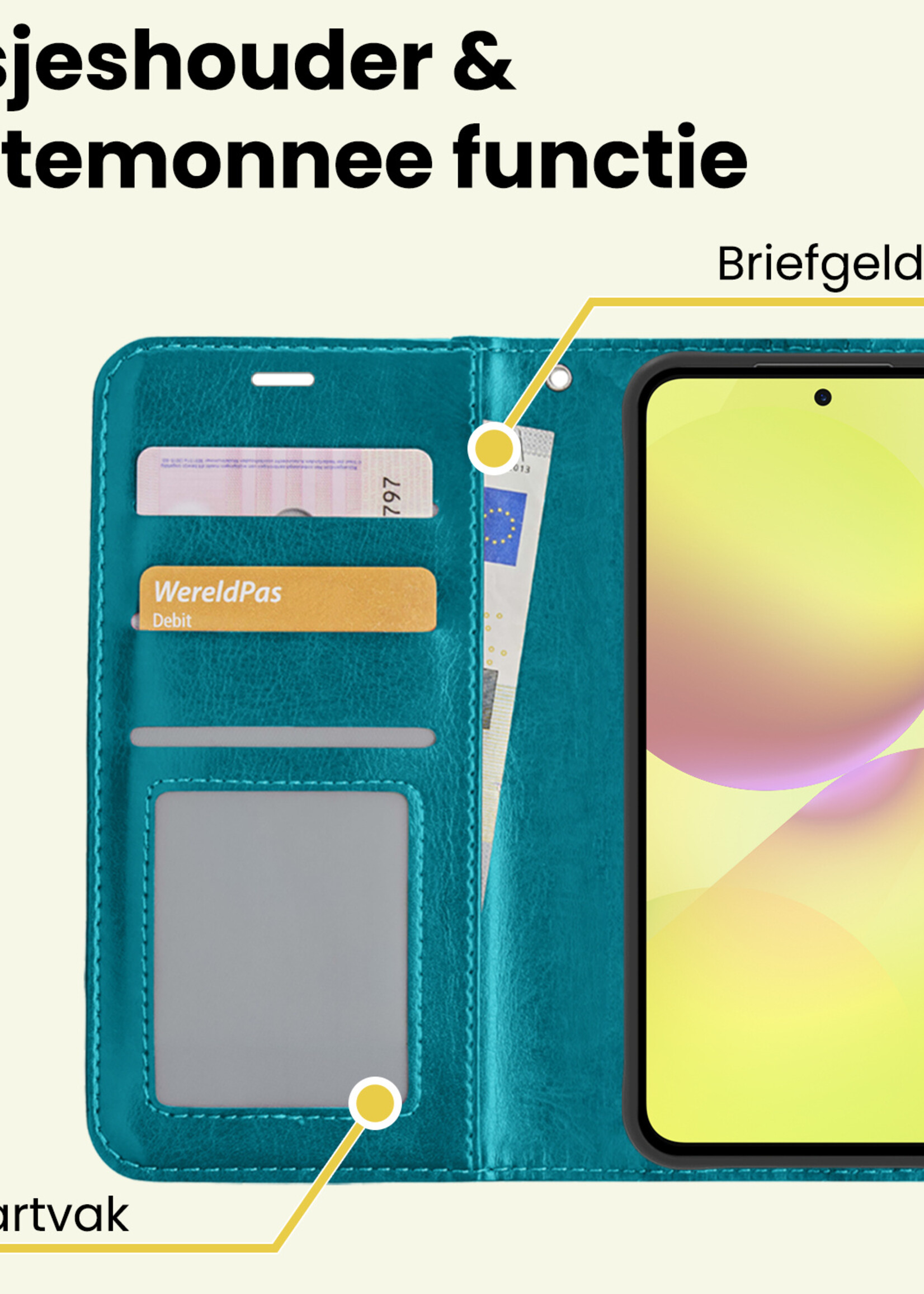 LUQ LUQ Samsung Galaxy A36 Hoesje Bookcase Met Screenprotector - Turquoise