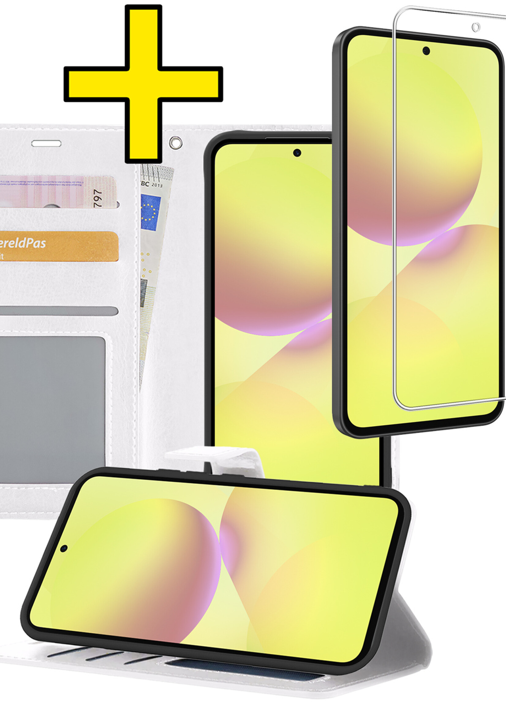 LUQ LUQ Samsung Galaxy A36 Hoesje Bookcase Met Screenprotector - Wit