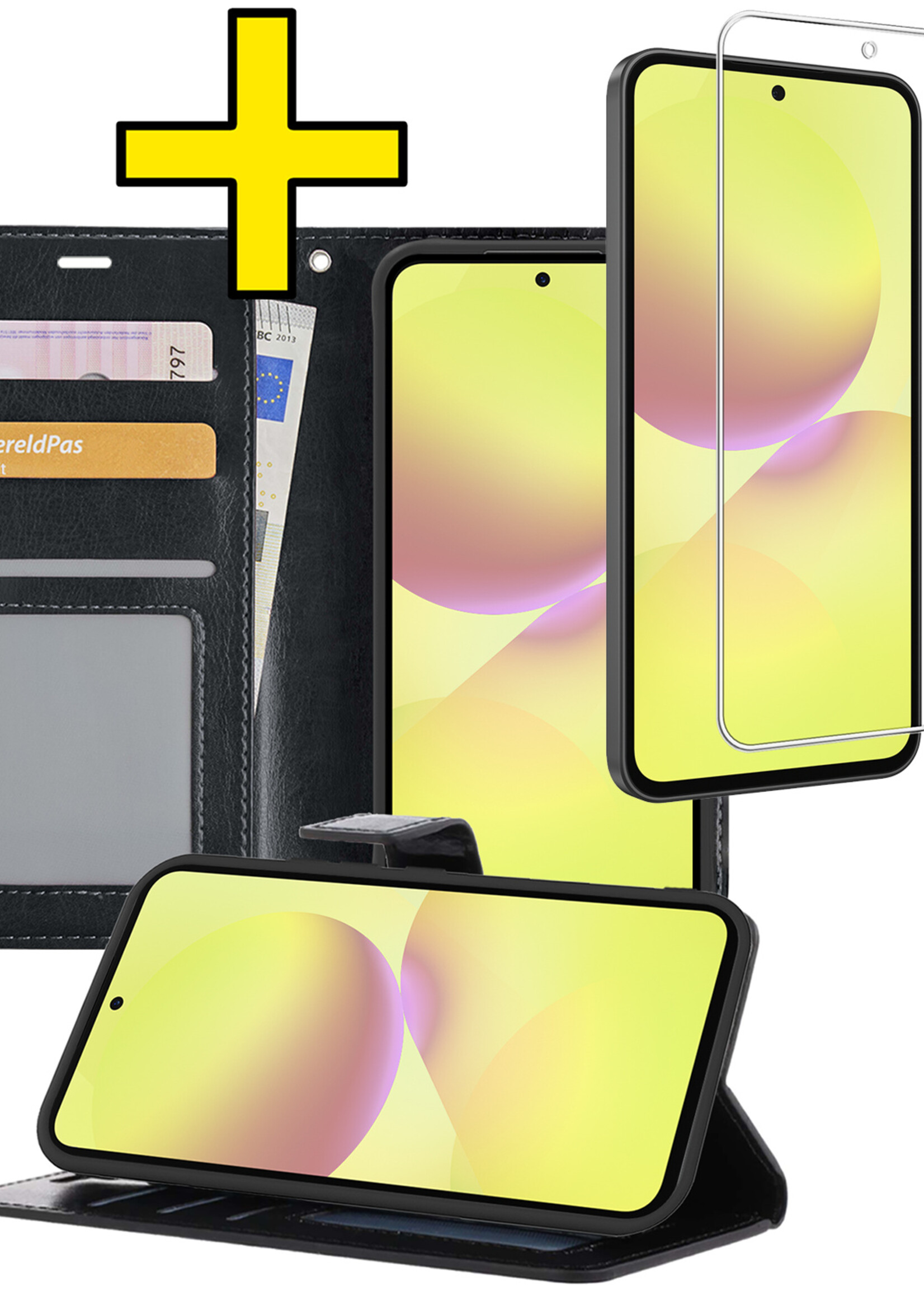 LUQ LUQ Samsung Galaxy A36 Hoesje Bookcase Met Screenprotector - Zwart