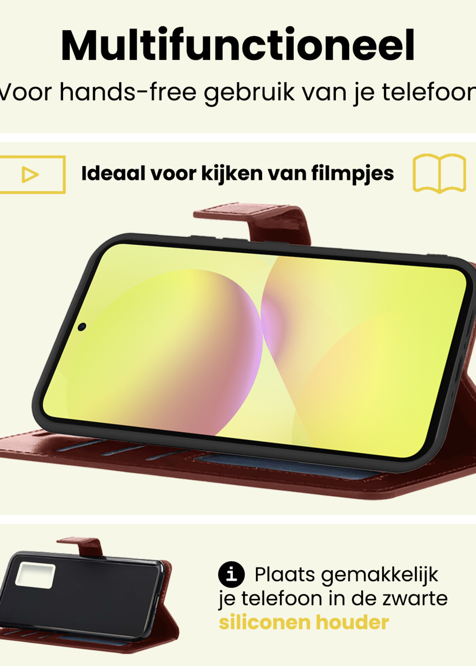 LUQ LUQ Samsung Galaxy A36 Hoesje Bookcase Met 2x Screenprotector - Bruin