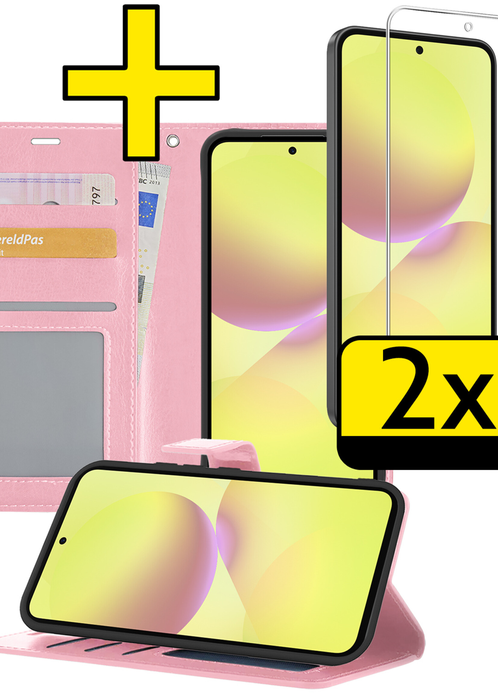 LUQ LUQ Samsung Galaxy A36 Hoesje Bookcase Met 2x Screenprotector - Lichtroze