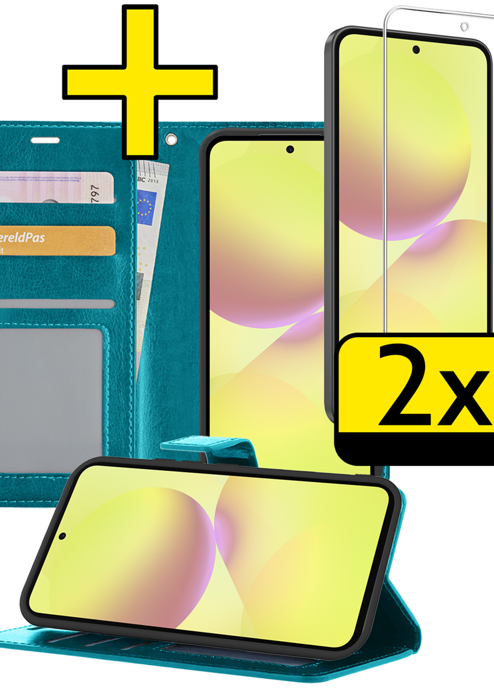 LUQ LUQ Samsung Galaxy A36 Hoesje Bookcase Met 2x Screenprotector - Turquoise