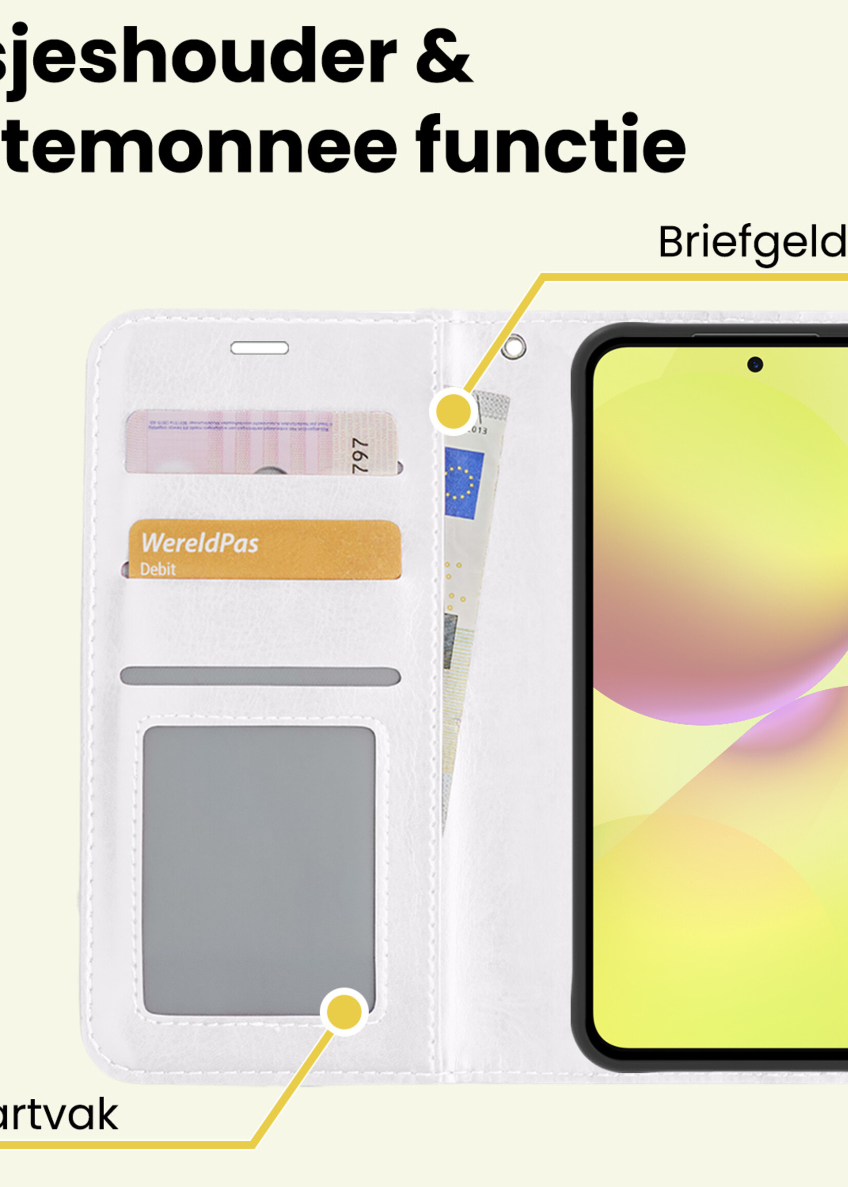 LUQ LUQ Samsung Galaxy A36 Hoesje Bookcase Met 2x Screenprotector - Wit