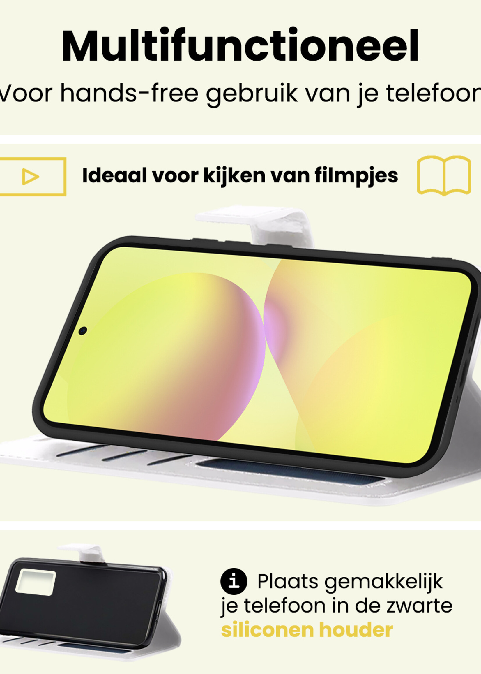 LUQ LUQ Samsung Galaxy A36 Hoesje Bookcase Met 2x Screenprotector - Wit