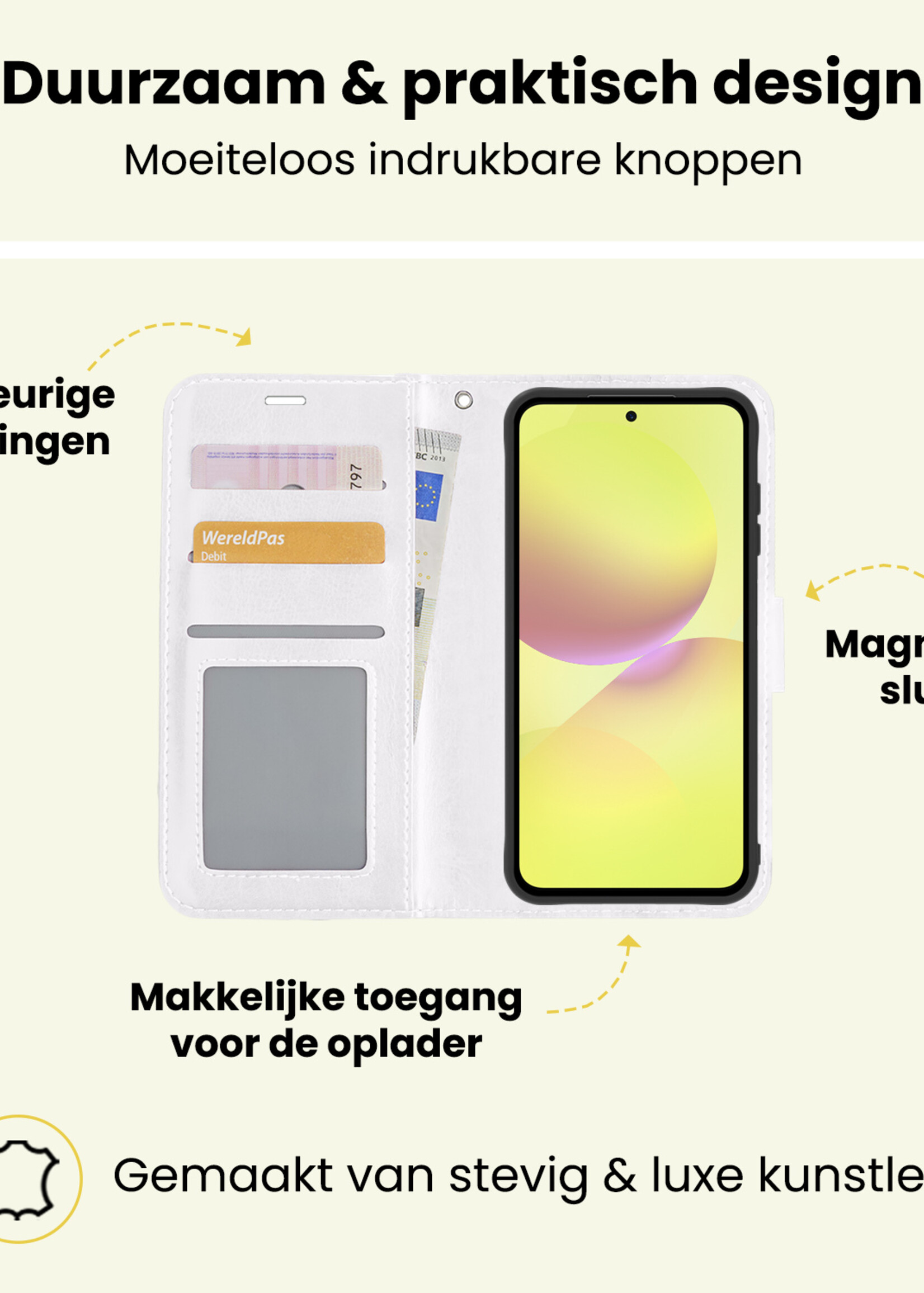 LUQ LUQ Samsung Galaxy A36 Hoesje Bookcase Met 2x Screenprotector - Wit