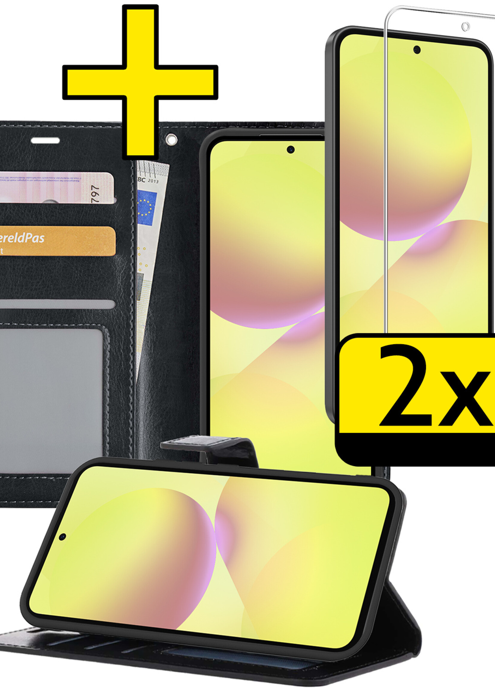 LUQ LUQ Samsung Galaxy A36 Hoesje Bookcase Met 2x Screenprotector - Zwart