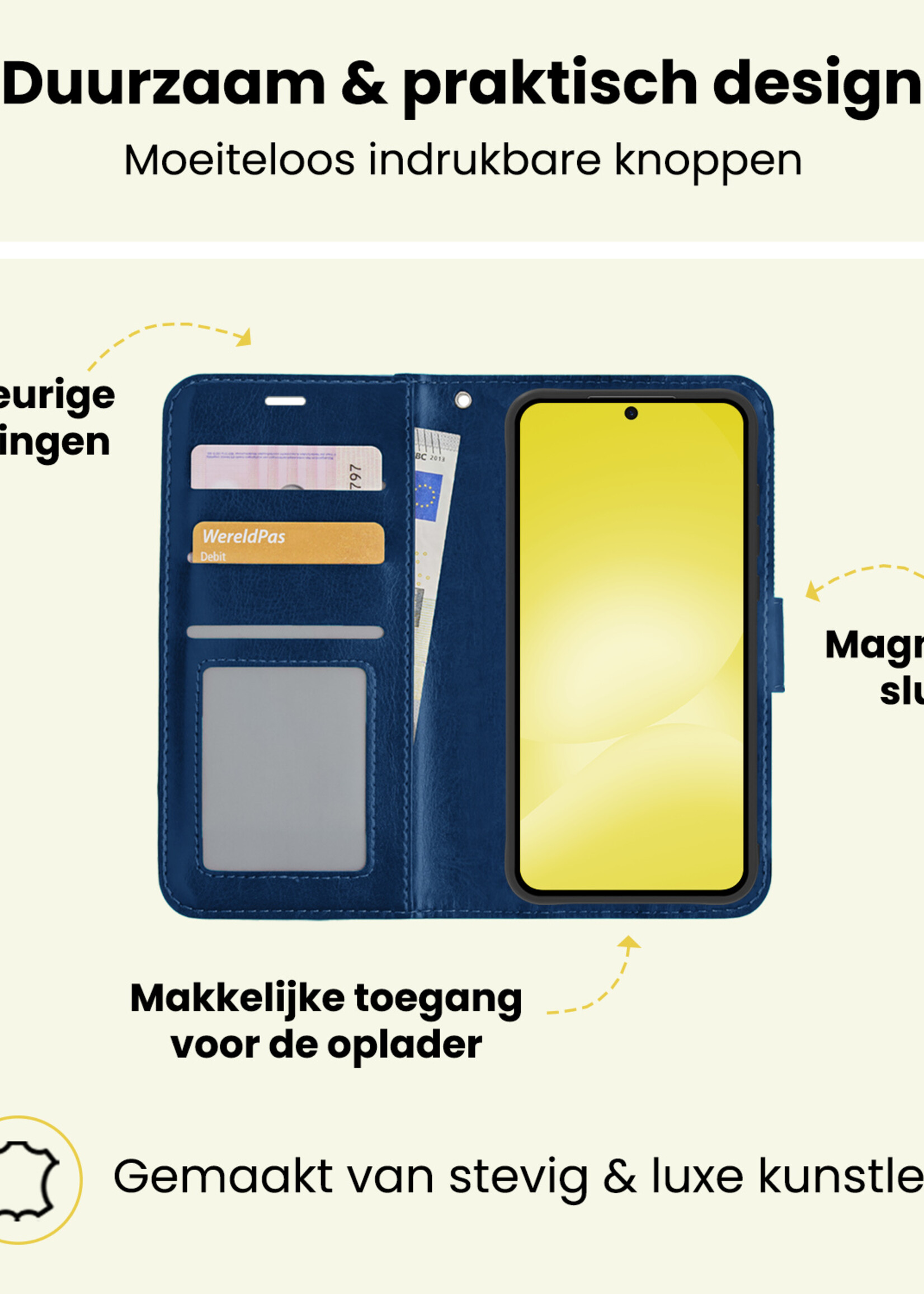 LUQ LUQ Samsung Galaxy A56 Hoesje Bookcase - Donkerblauw