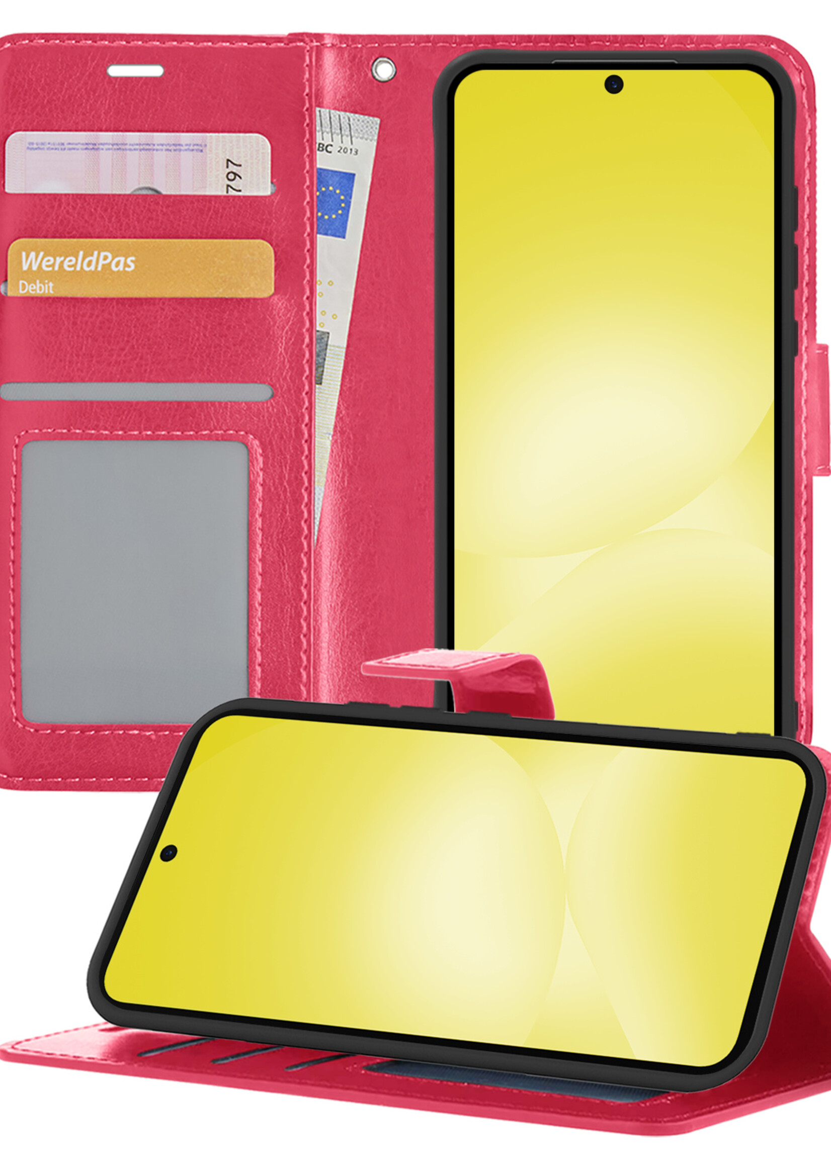 LUQ LUQ Samsung Galaxy A56 Hoesje Bookcase - Donkerroze