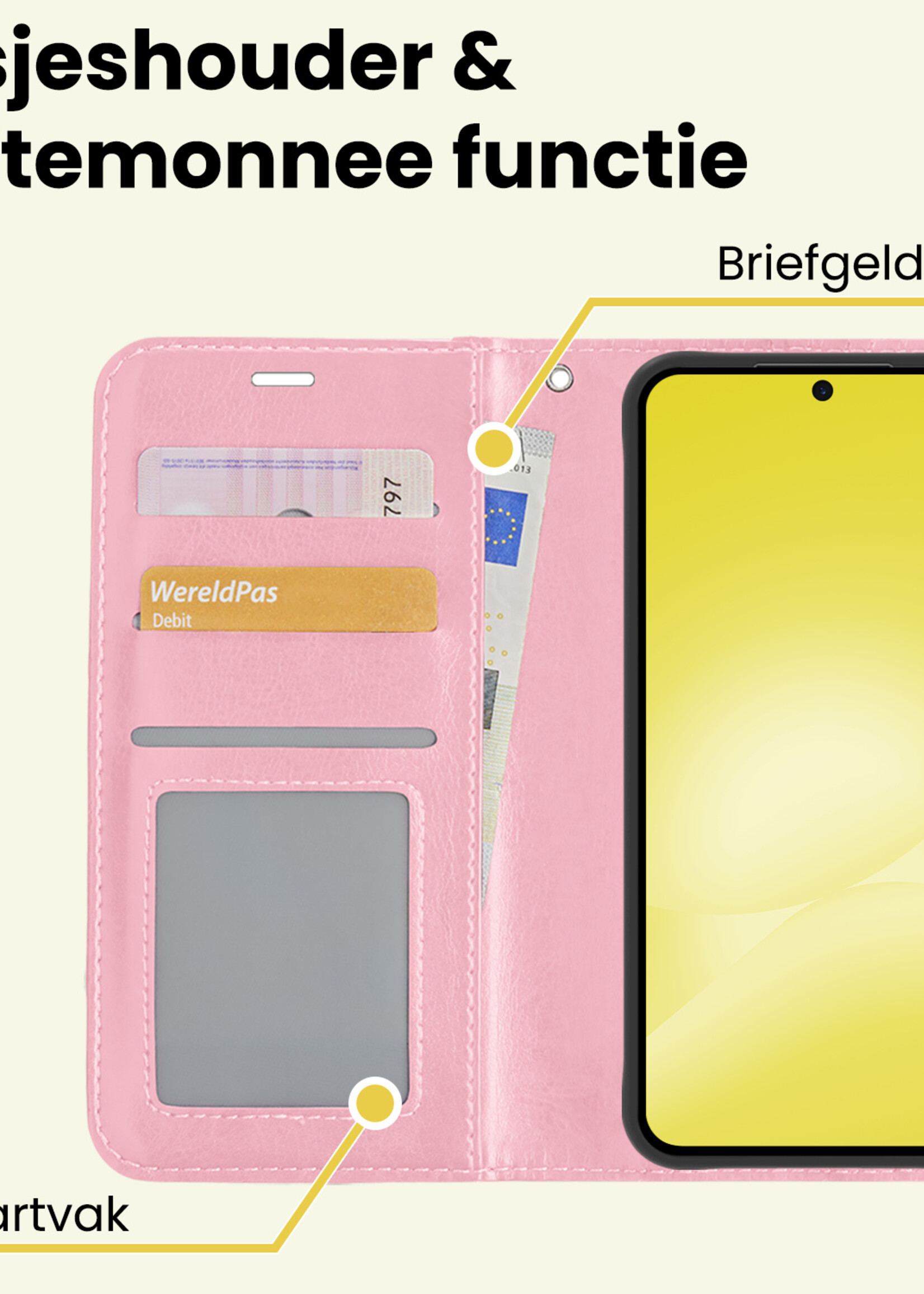 LUQ LUQ Samsung Galaxy A56 Hoesje Bookcase - Lichtroze