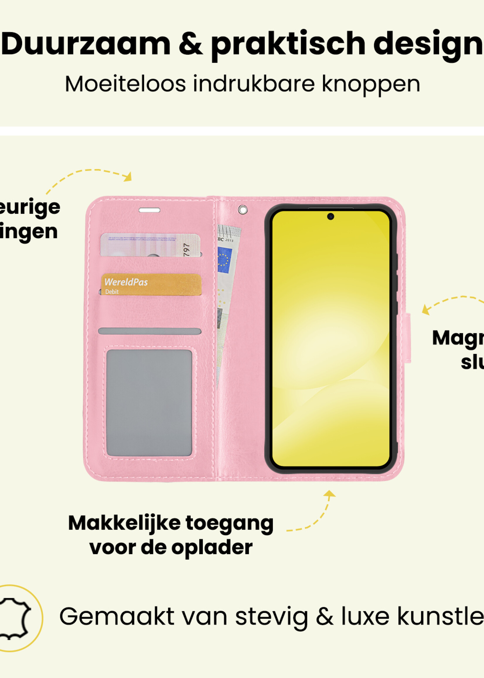 LUQ LUQ Samsung Galaxy A56 Hoesje Bookcase - Lichtroze