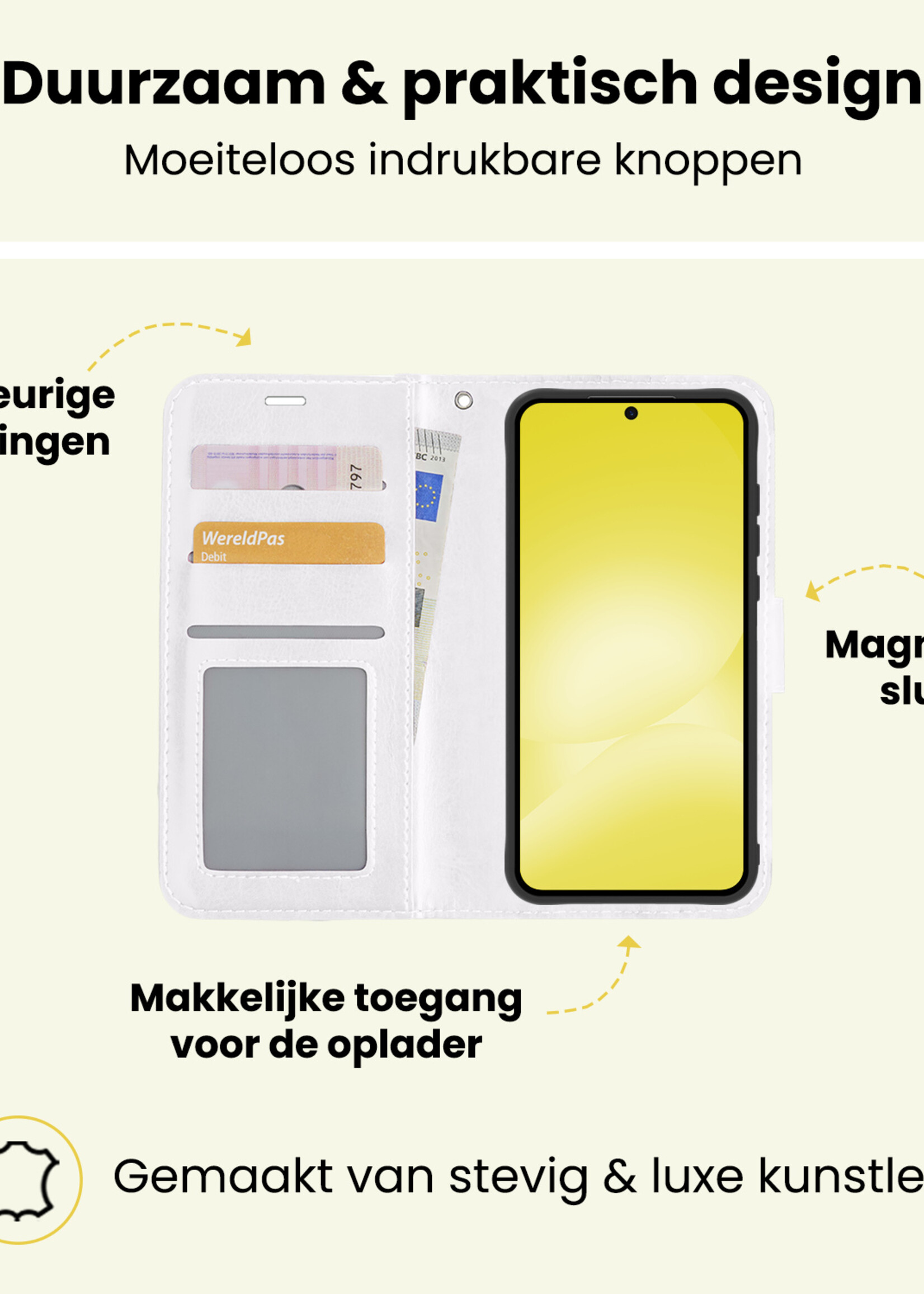 LUQ LUQ Samsung Galaxy A56 Hoesje Bookcase - Wit