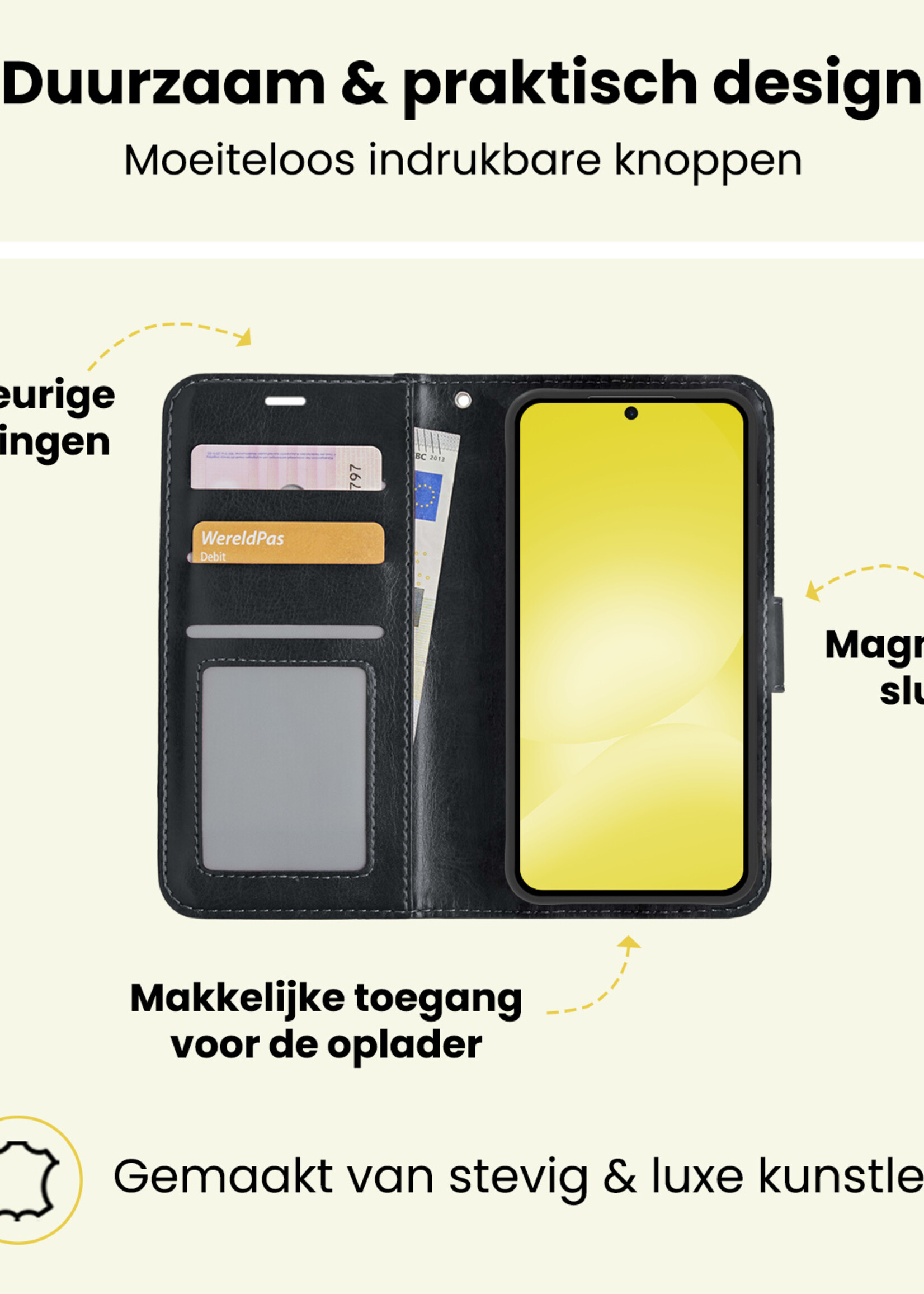 LUQ LUQ Samsung Galaxy A56 Hoesje Bookcase - Zwart