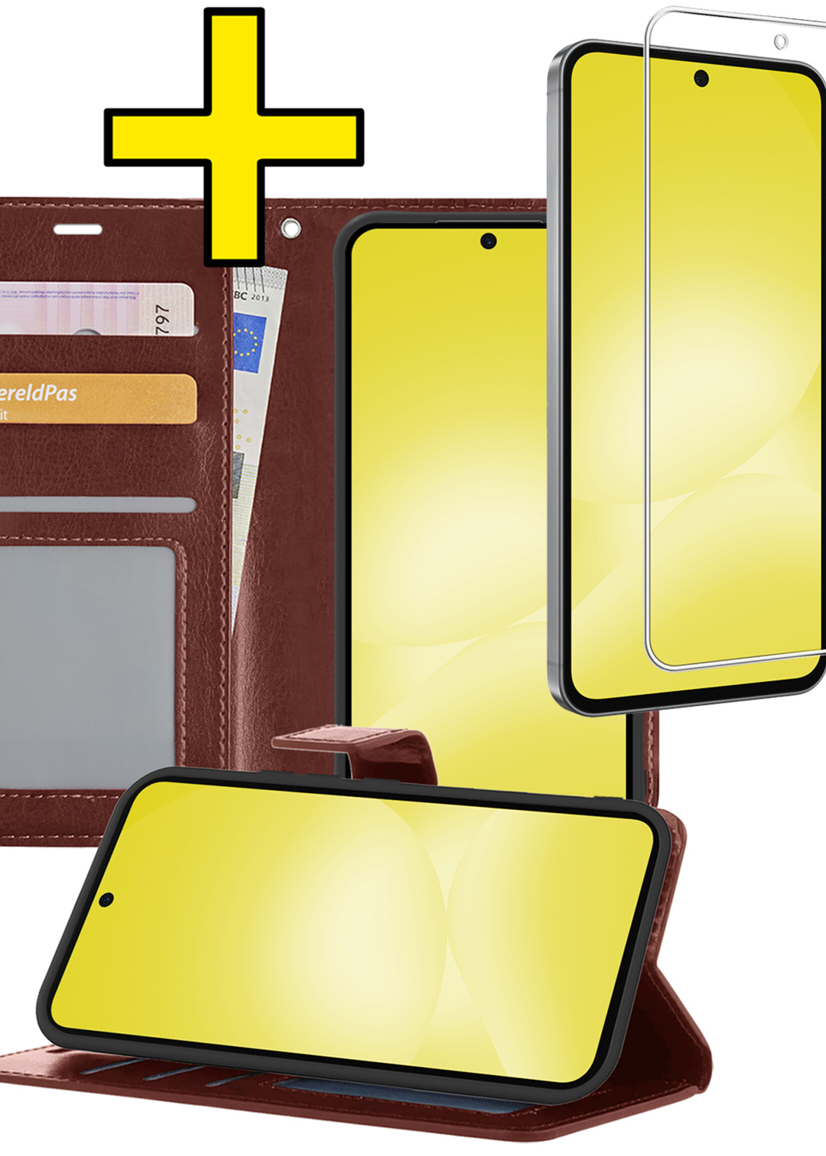 LUQ LUQ Samsung Galaxy A56 Hoesje Bookcase Met Screenprotector - Bruin