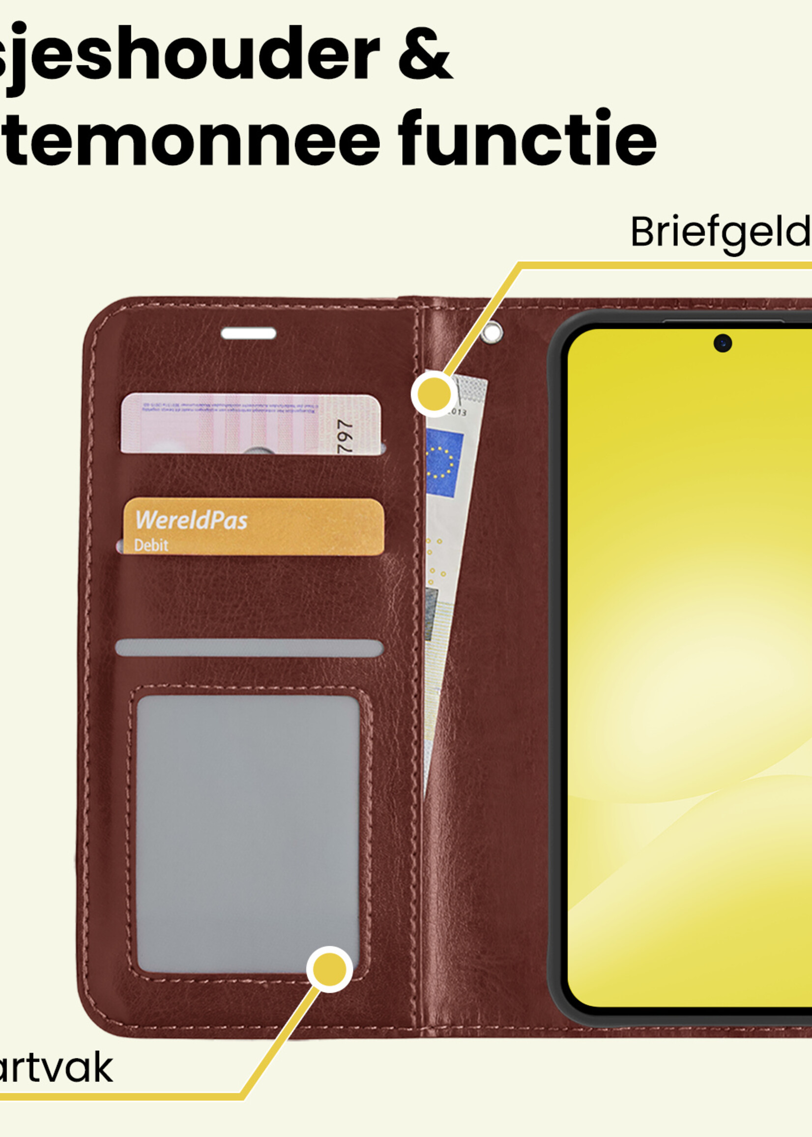 LUQ LUQ Samsung Galaxy A56 Hoesje Bookcase Met Screenprotector - Bruin