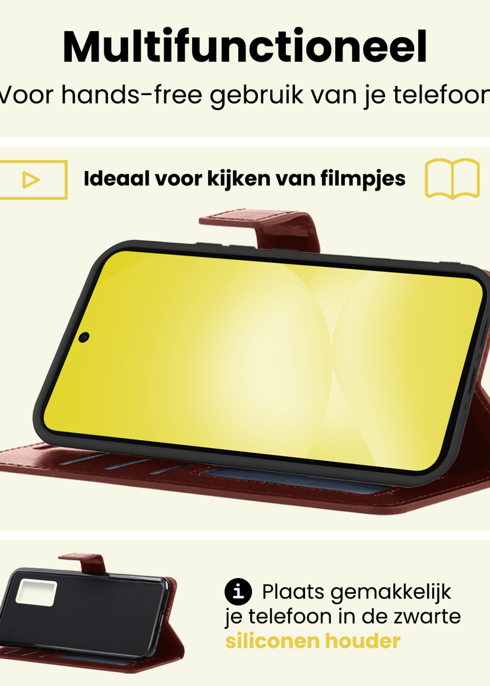 LUQ LUQ Samsung Galaxy A56 Hoesje Bookcase Met Screenprotector - Bruin