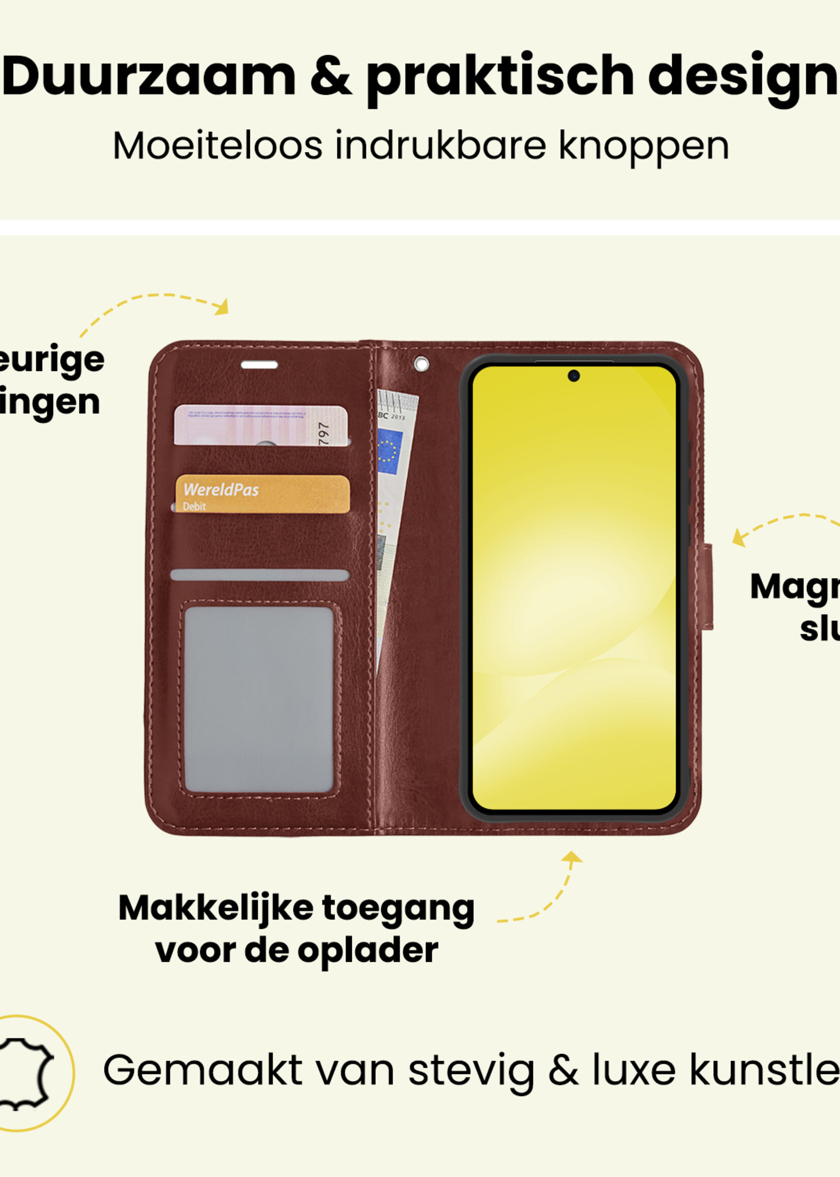 LUQ LUQ Samsung Galaxy A56 Hoesje Bookcase Met Screenprotector - Bruin