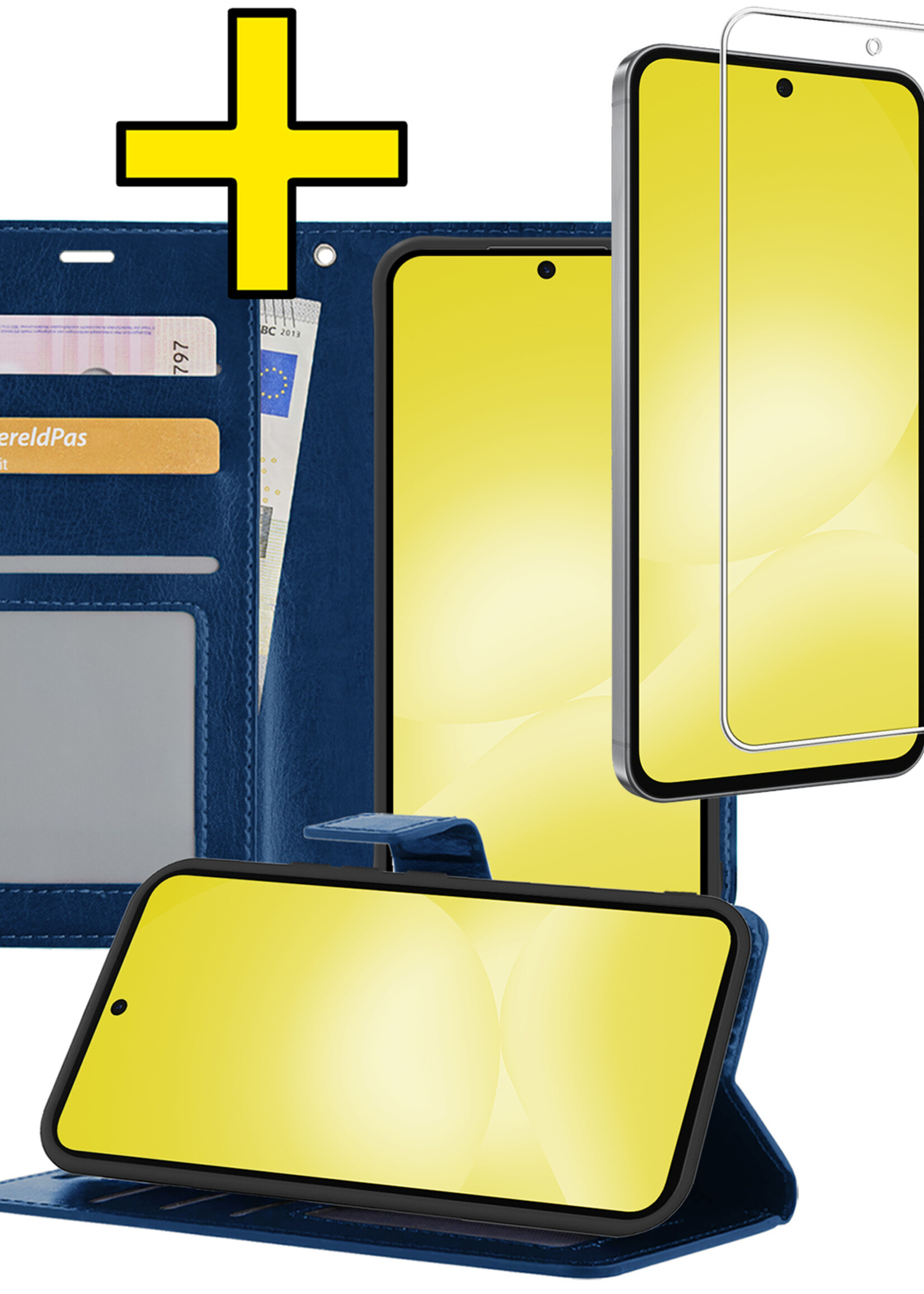 LUQ LUQ Samsung Galaxy A56 Hoesje Bookcase Met Screenprotector - Donkerblauw