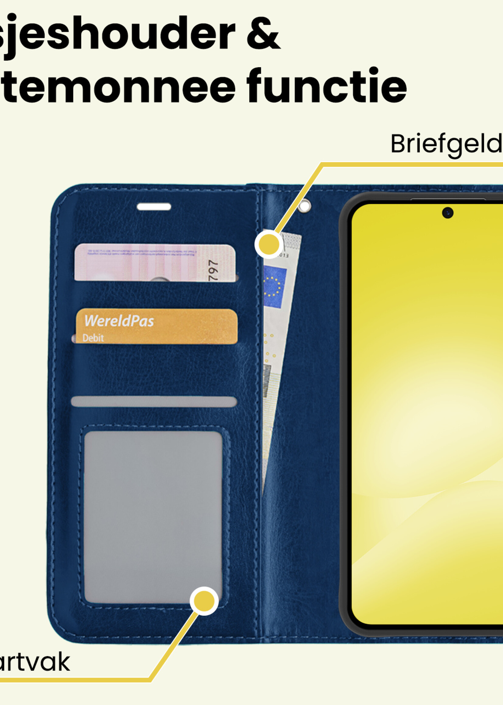 LUQ LUQ Samsung Galaxy A56 Hoesje Bookcase Met Screenprotector - Donkerblauw