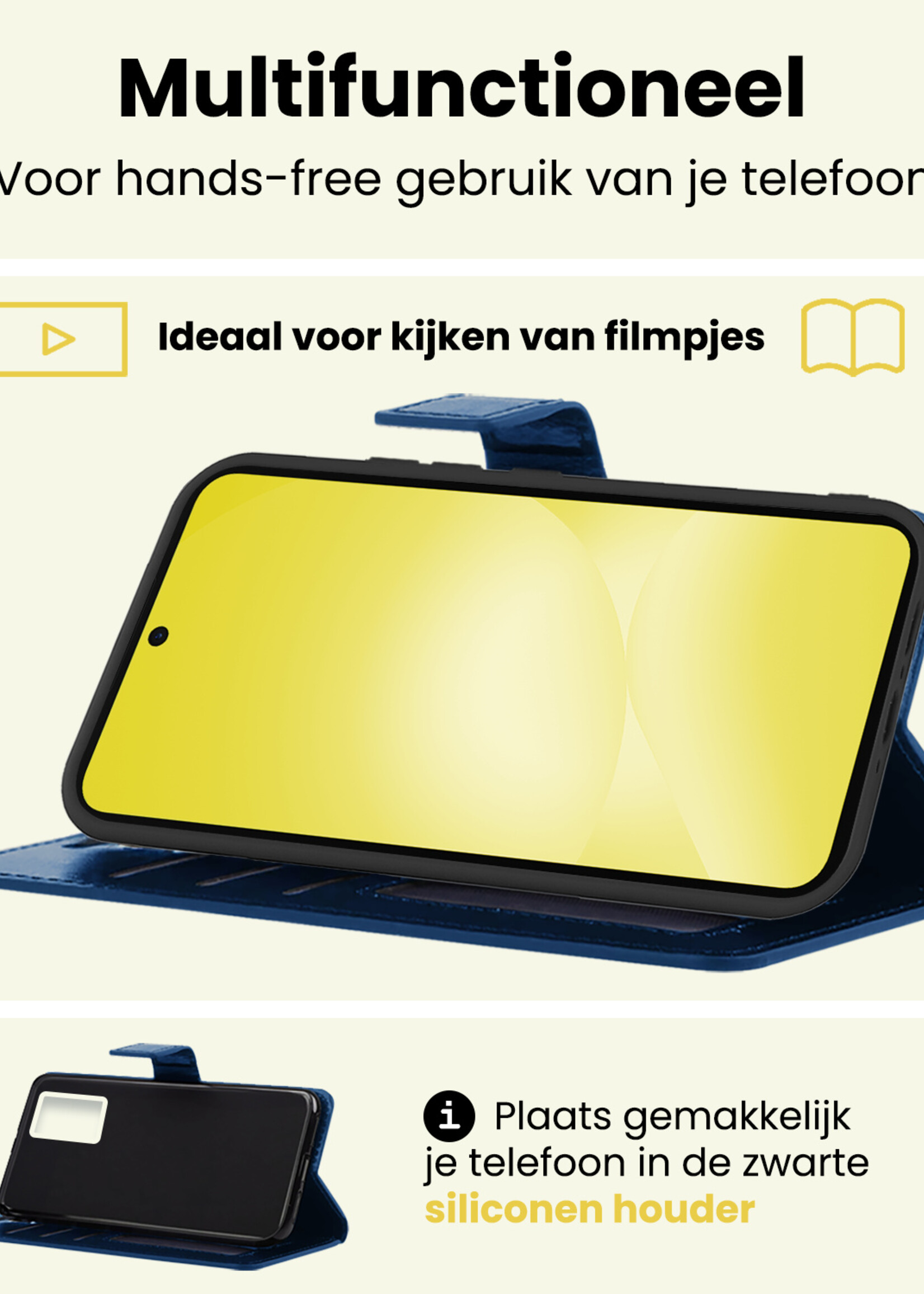 LUQ LUQ Samsung Galaxy A56 Hoesje Bookcase Met Screenprotector - Donkerblauw