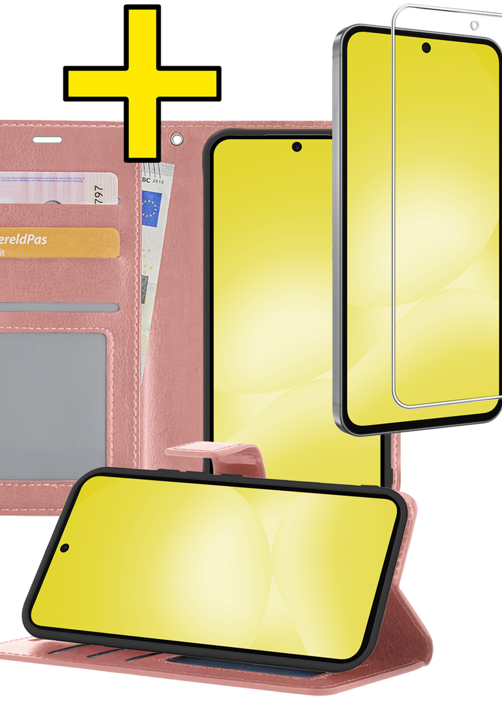 LUQ LUQ Samsung Galaxy A56 Hoesje Bookcase Met Screenprotector - Rose Goud