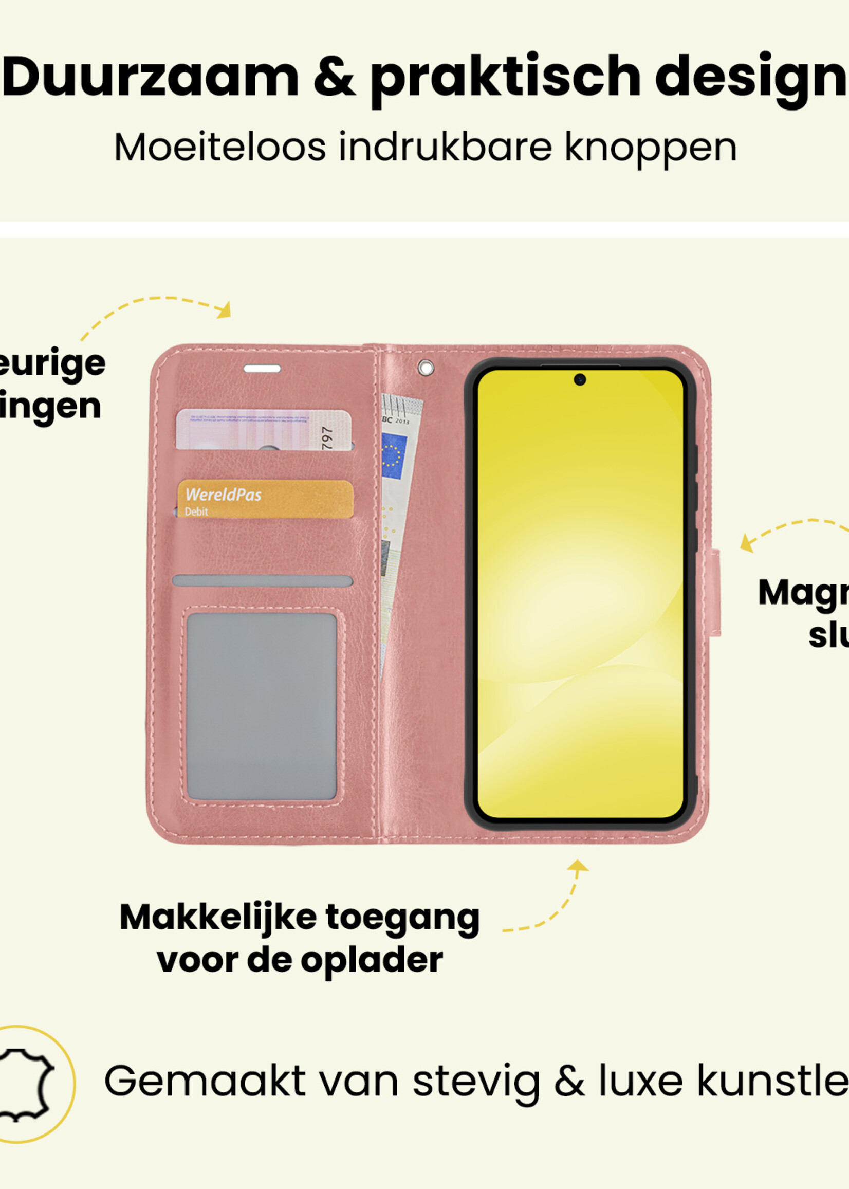 LUQ LUQ Samsung Galaxy A56 Hoesje Bookcase Met Screenprotector - Rose Goud