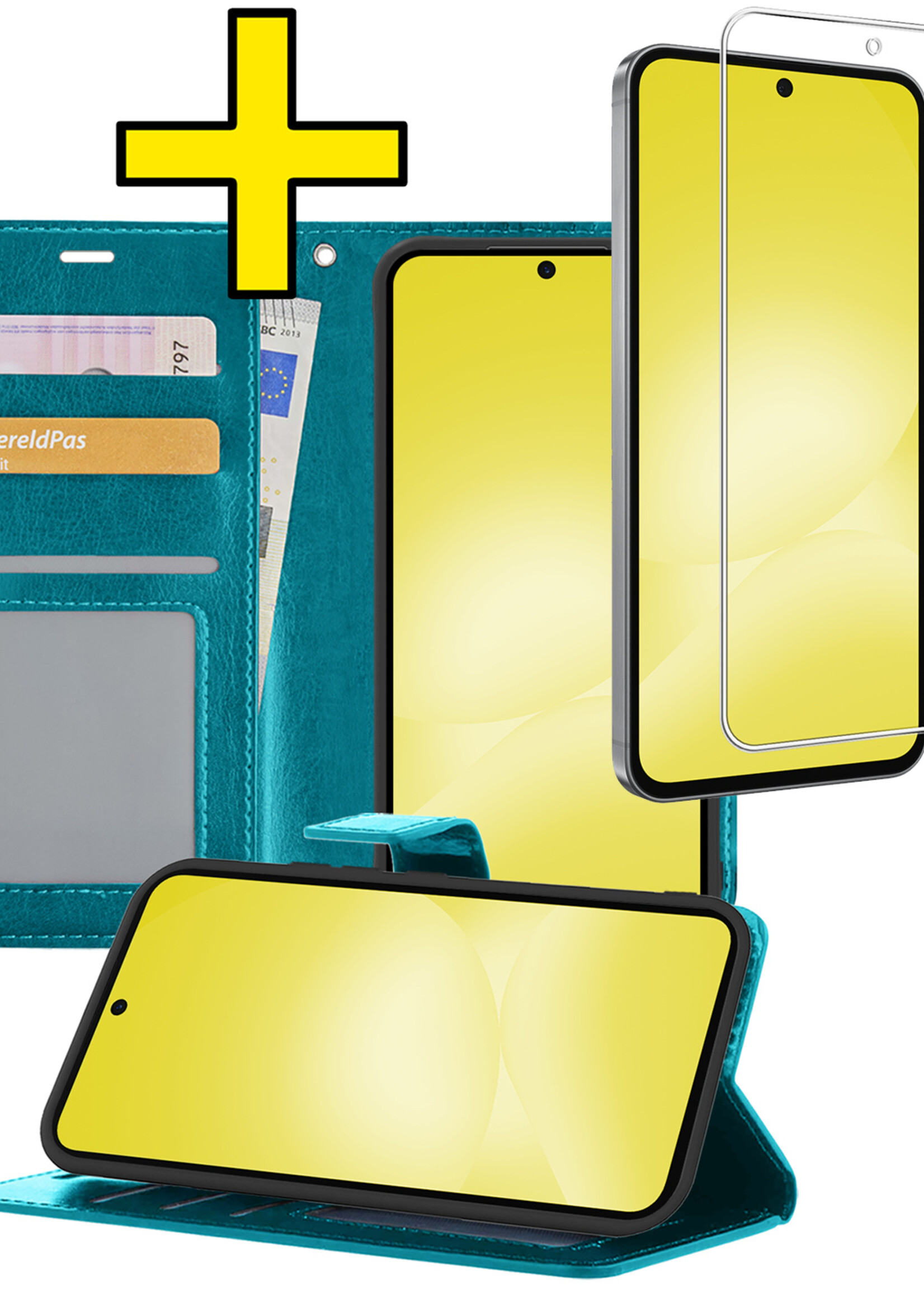 LUQ LUQ Samsung Galaxy A56 Hoesje Bookcase Met Screenprotector - Turquoise