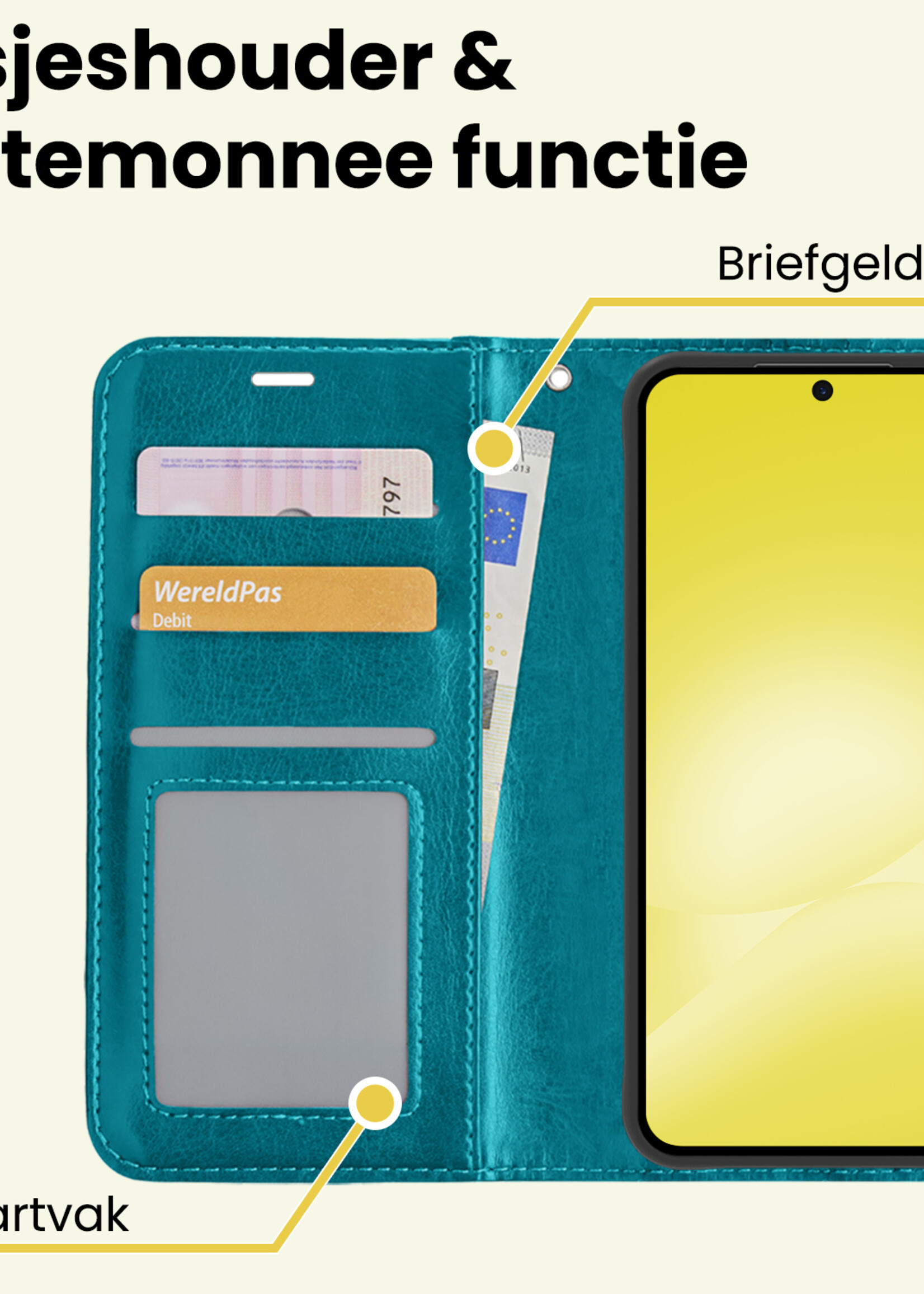 LUQ LUQ Samsung Galaxy A56 Hoesje Bookcase Met Screenprotector - Turquoise