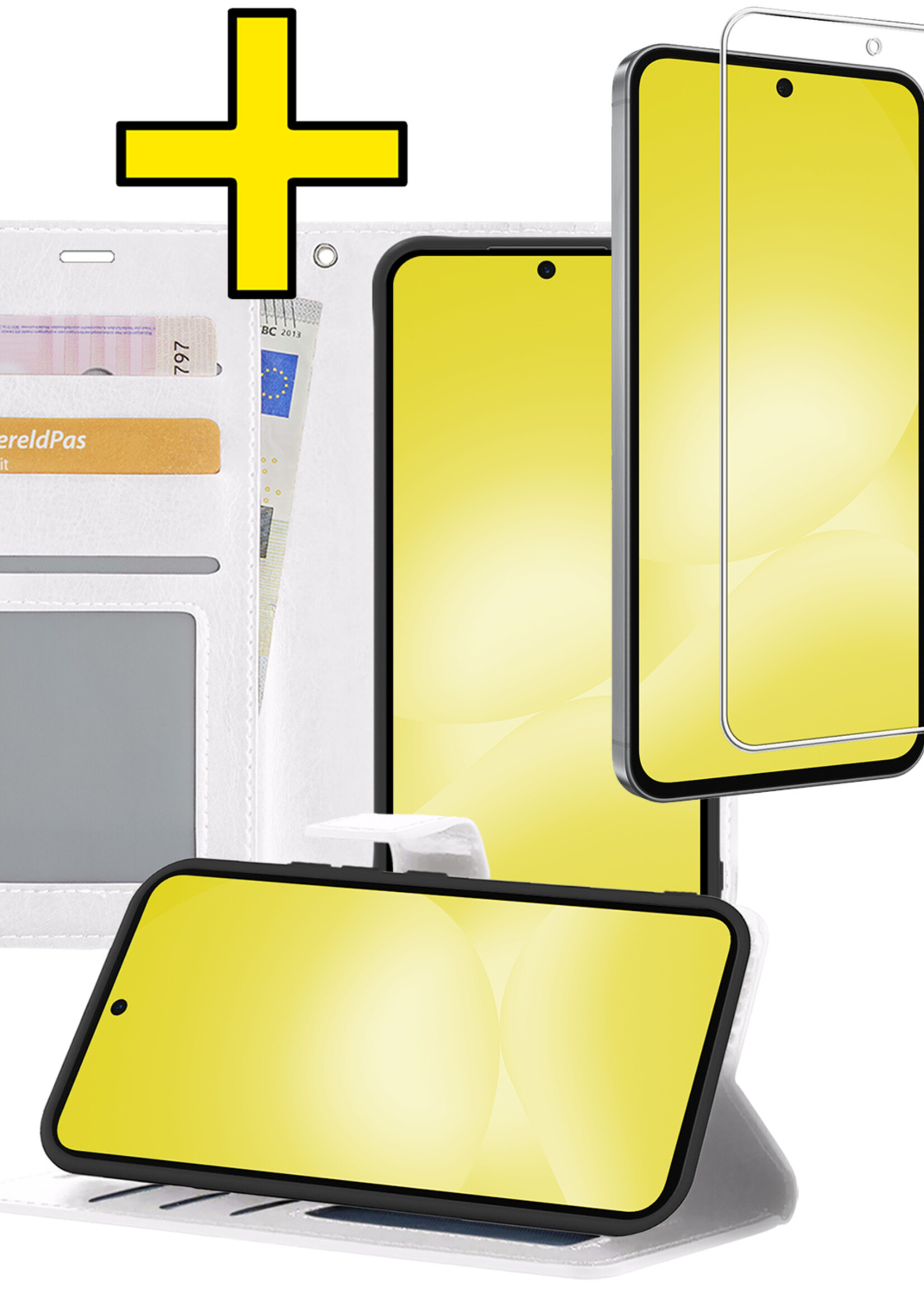 LUQ LUQ Samsung Galaxy A56 Hoesje Bookcase Met Screenprotector - Wit