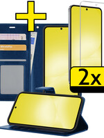 LUQ LUQ Samsung Galaxy A56 Hoesje Bookcase Met 2x Screenprotector - Donkerblauw
