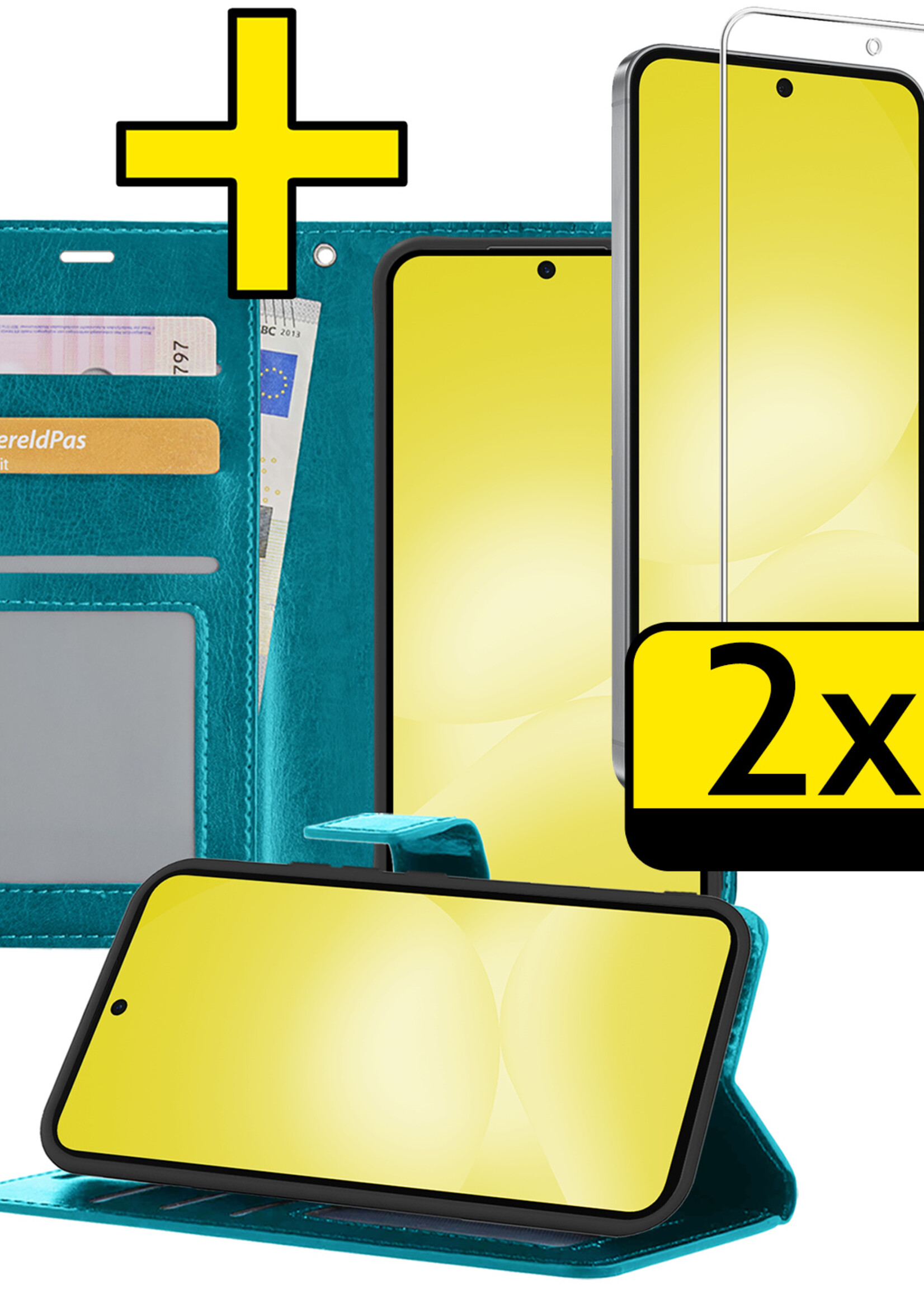 LUQ LUQ Samsung Galaxy A56 Hoesje Bookcase Met 2x Screenprotector - Turquoise