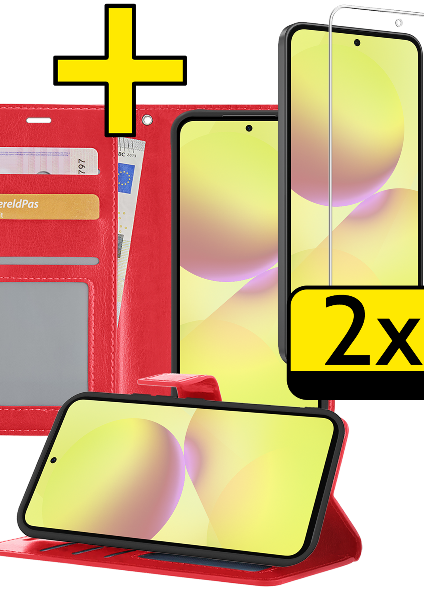LUQ LUQ Samsung Galaxy A36 Hoesje Bookcase Met 2x Screenprotector - Rood