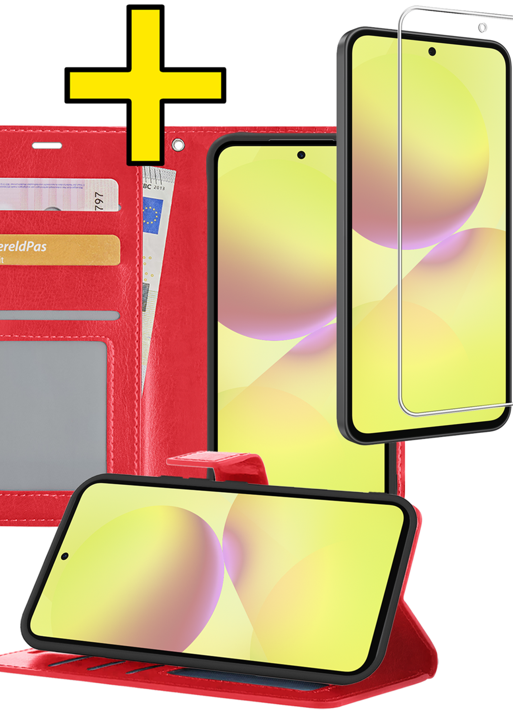 LUQ LUQ Samsung Galaxy A36 Hoesje Bookcase Met Screenprotector - Rood