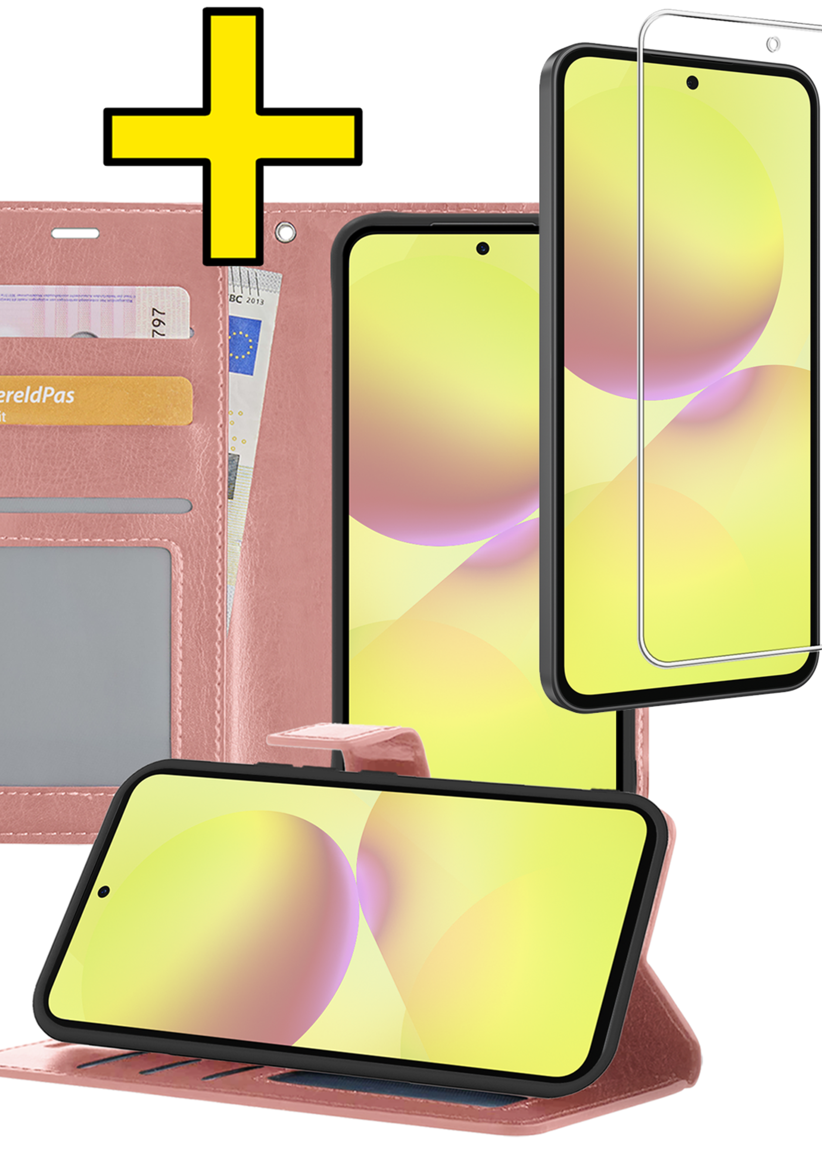 LUQ LUQ Samsung Galaxy A36 Hoesje Bookcase Met Screenprotector - Rose Goud