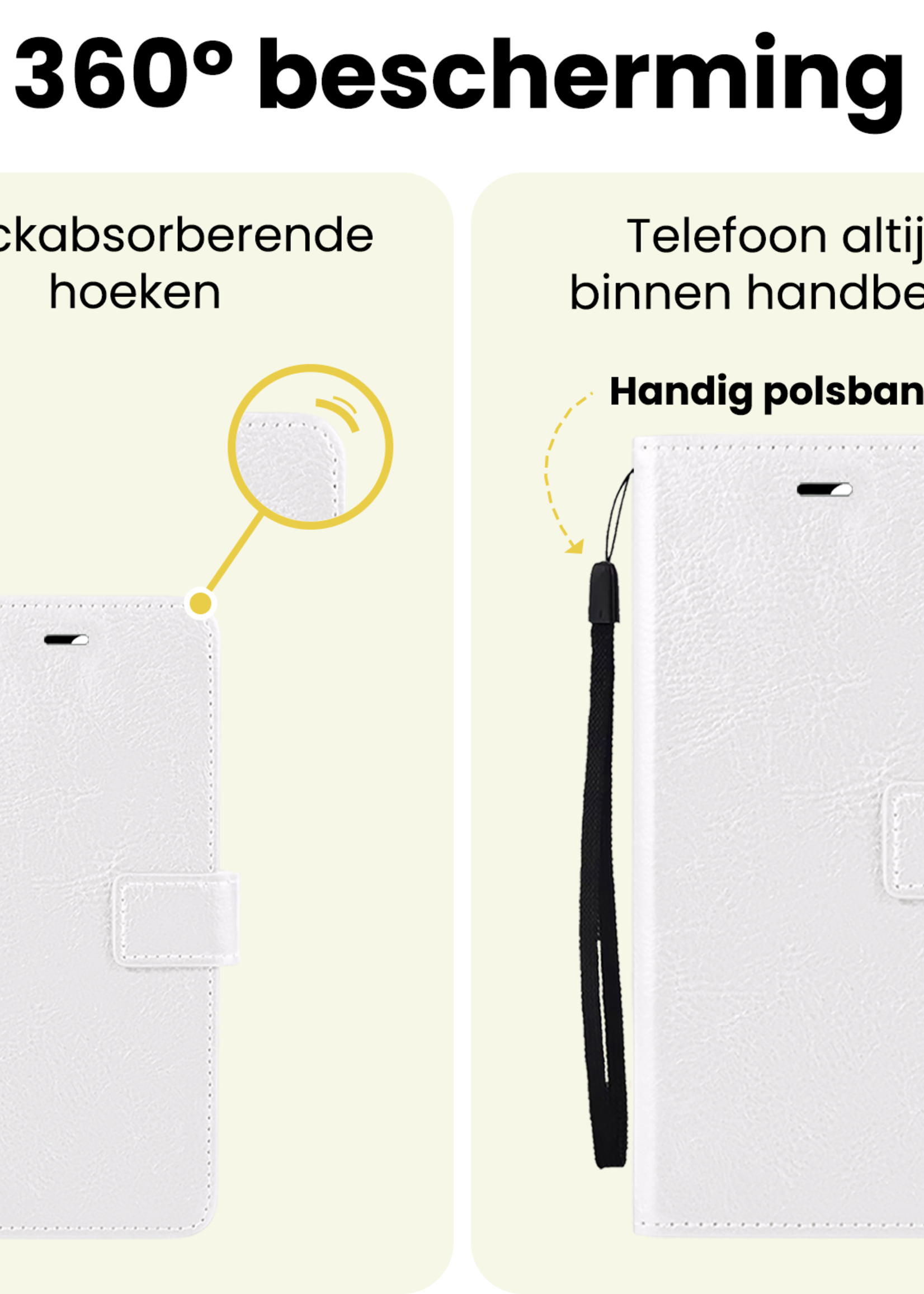 LUQ LUQ Samsung Galaxy A56 Hoesje Bookcase Met 2x Screenprotector - Wit