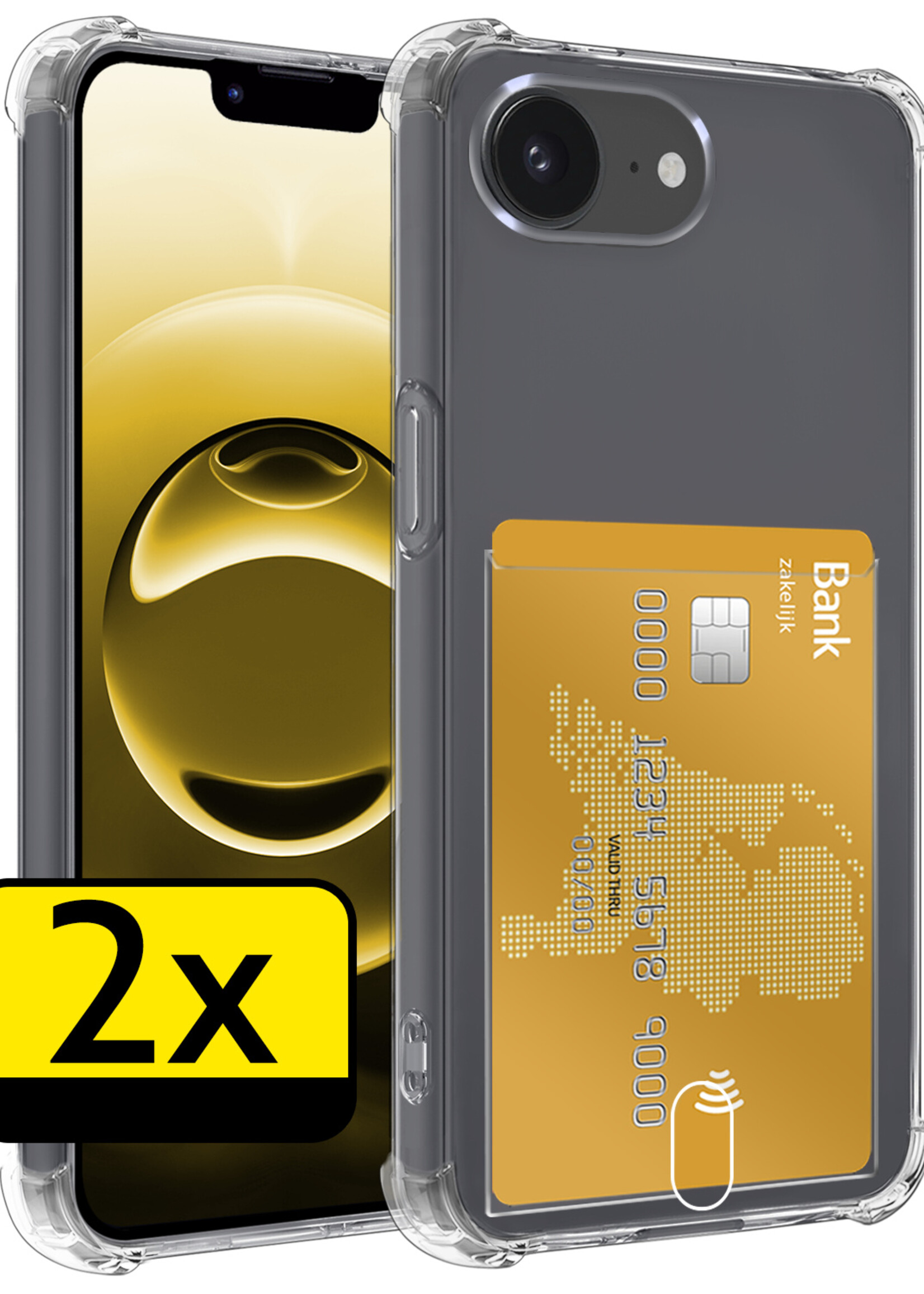 LUQ LUQ iPhone 16E Hoesje Pashouder - 2 PACK