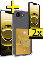LUQ LUQ iPhone 16E Hoesje Pashouder Met 2x Screenprotector