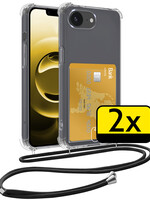 LUQ LUQ iPhone 16E Hoesje Pashouder met Koord - 2 PACK