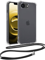 LUQ LUQ iPhone 16E Hoesje Transparant Shockproof Met Zwart Koord