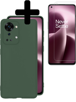 LUQ LUQ OnePlus Nord 2T Hoesje Siliconen Met Screenprotector - Donkergroen