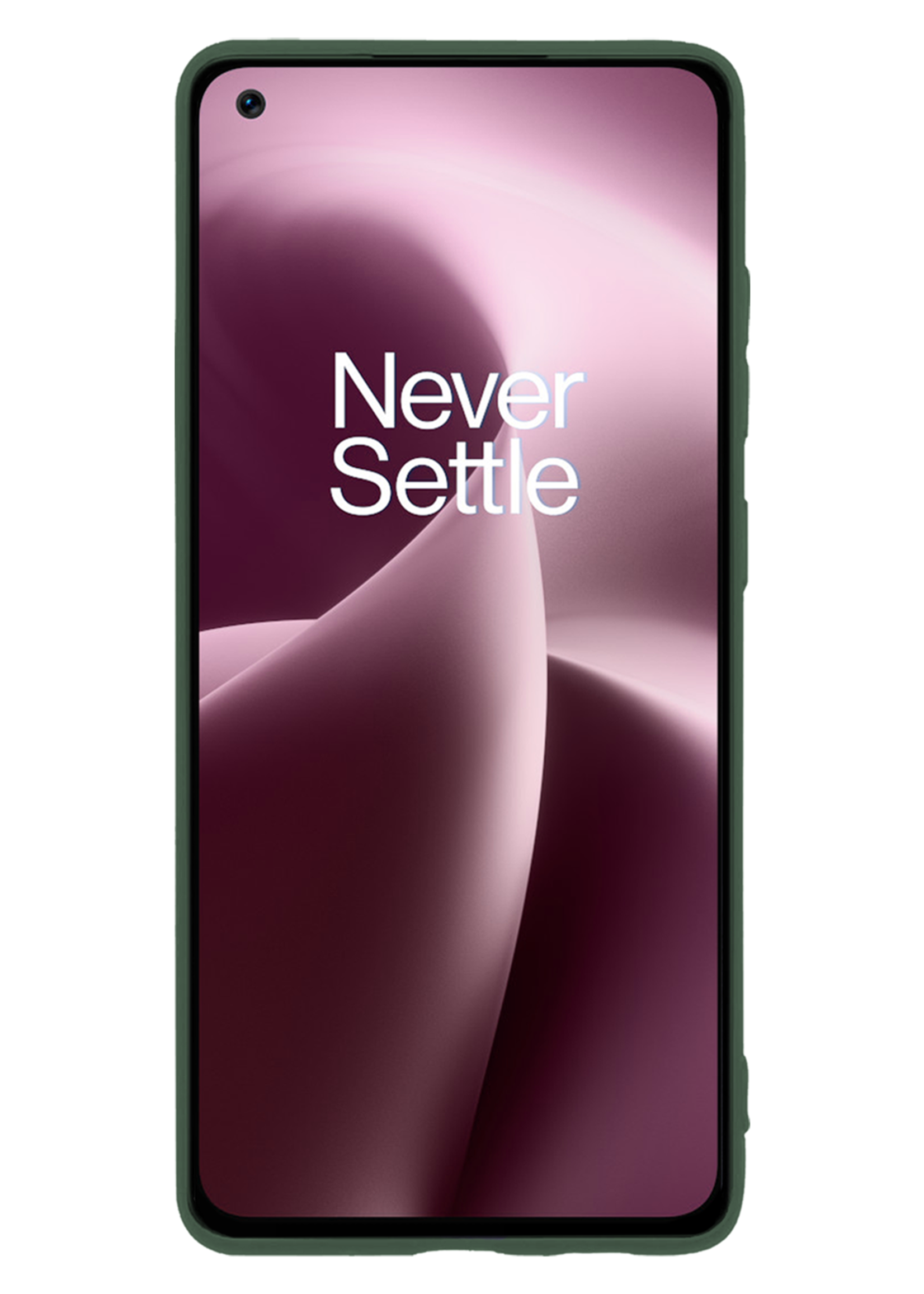 LUQ LUQ OnePlus Nord 2T Hoesje Siliconen Met 2x Screenprotector - Donkergroen