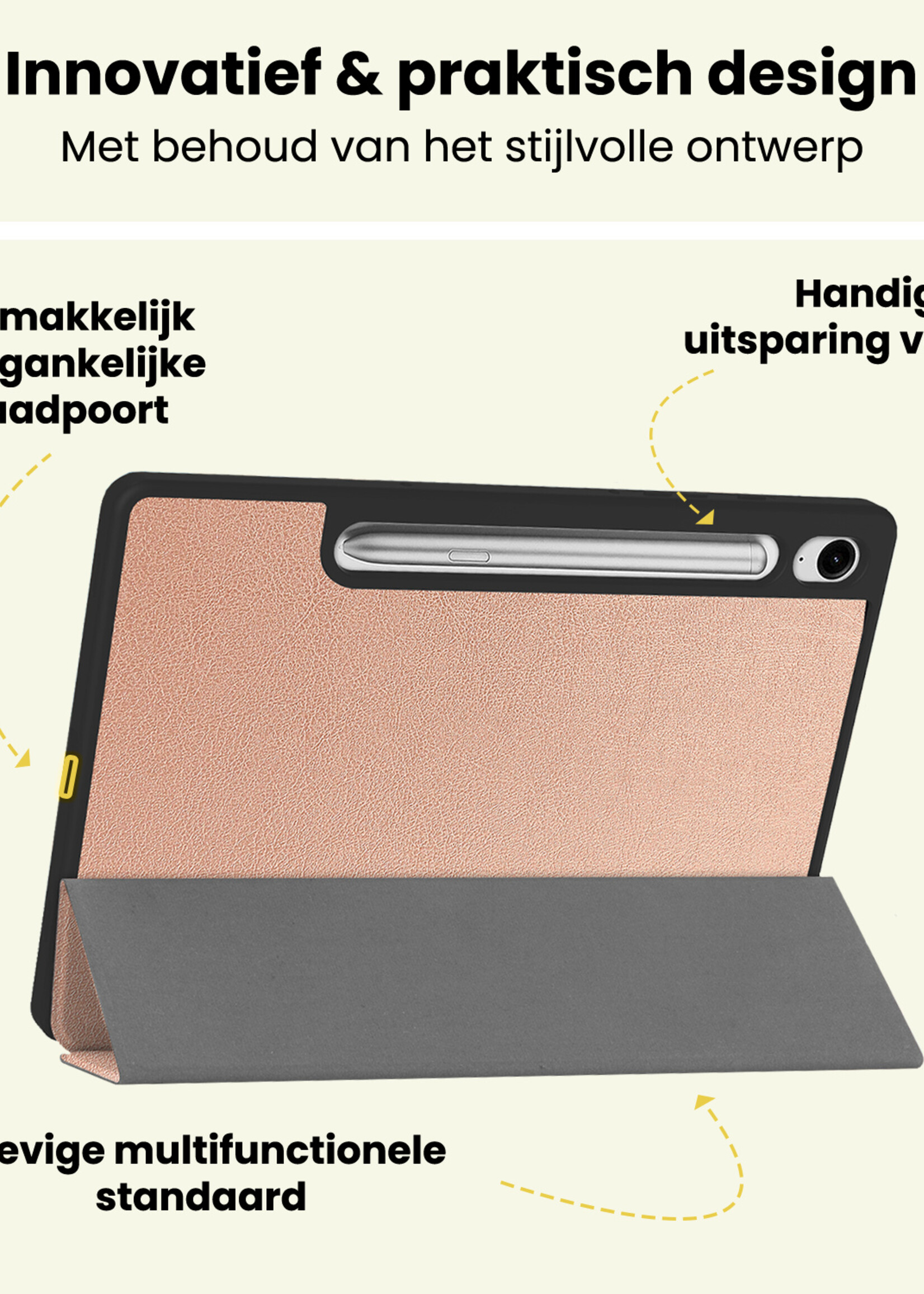 LUQ LUQ Samsung Galaxy Tab S10 FE Hoesje Met Uitsparing S Pen - Rose Goud
