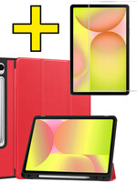 LUQ LUQ Samsung Galaxy Tab S10 FE Hoesje Met Uitsparing S Pen Met Screenprotector - Rood