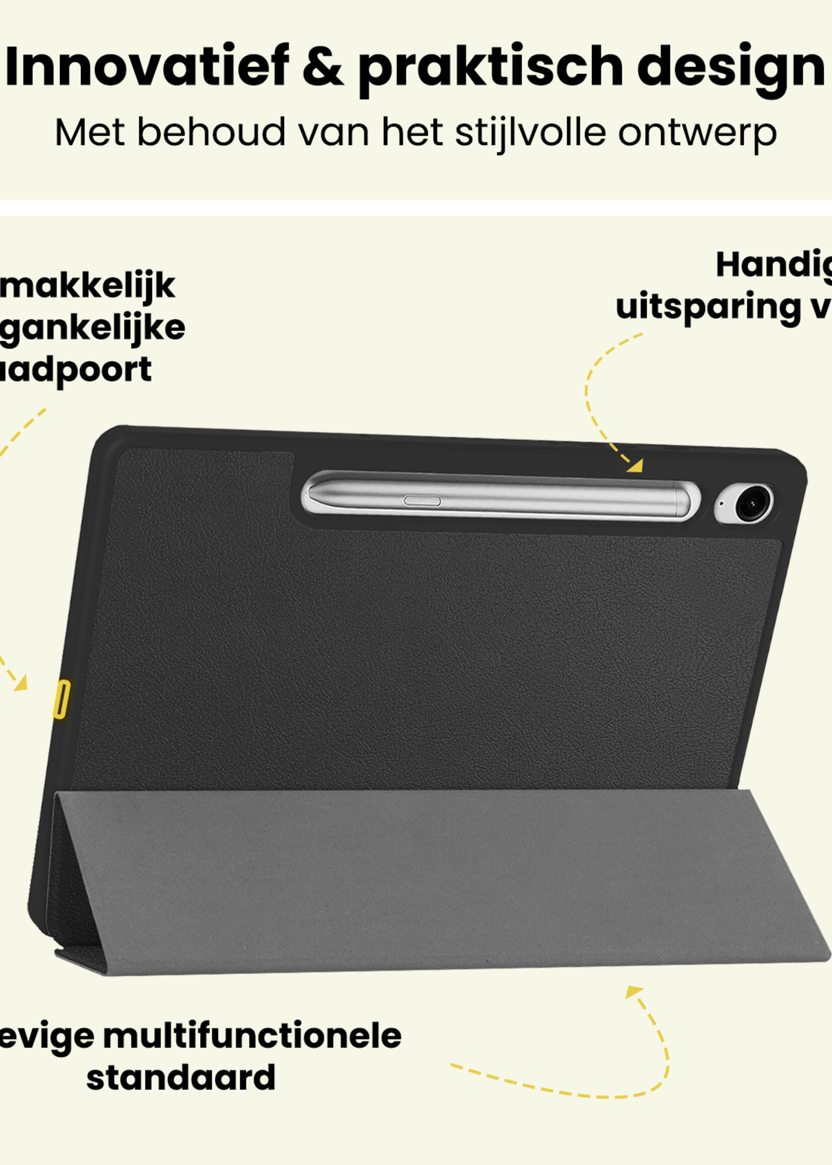 LUQ LUQ Samsung Galaxy Tab S10 FE Hoesje Met Uitsparing S Pen Met Screenprotector - Zwart