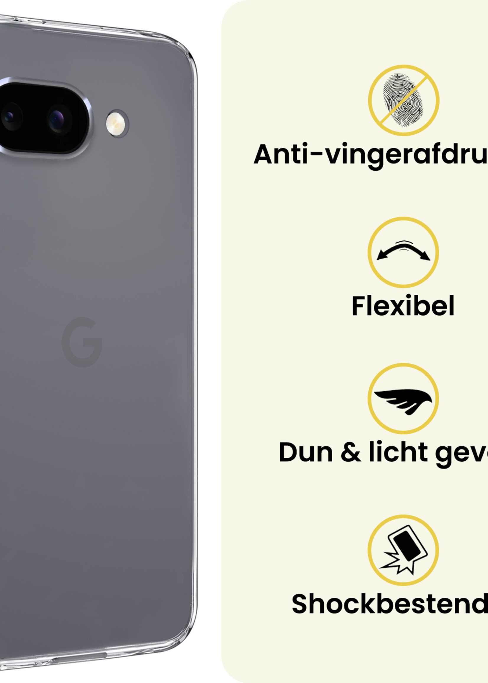 LUQ LUQ Google Pixel 9a Hoesje Siliconen Met Screenprotector - Transparant