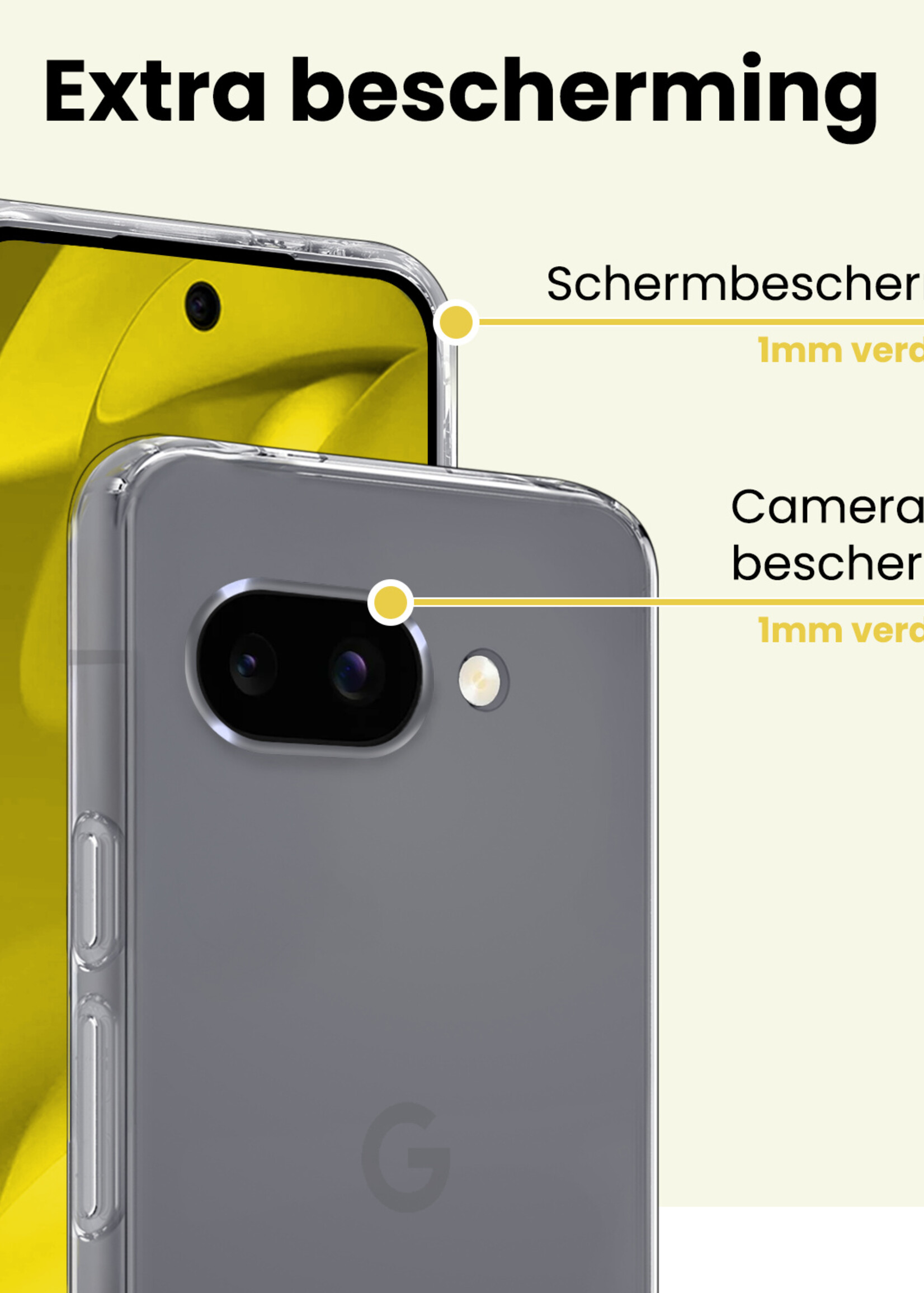 LUQ LUQ Google Pixel 9a Hoesje Siliconen Met Screenprotector - Transparant